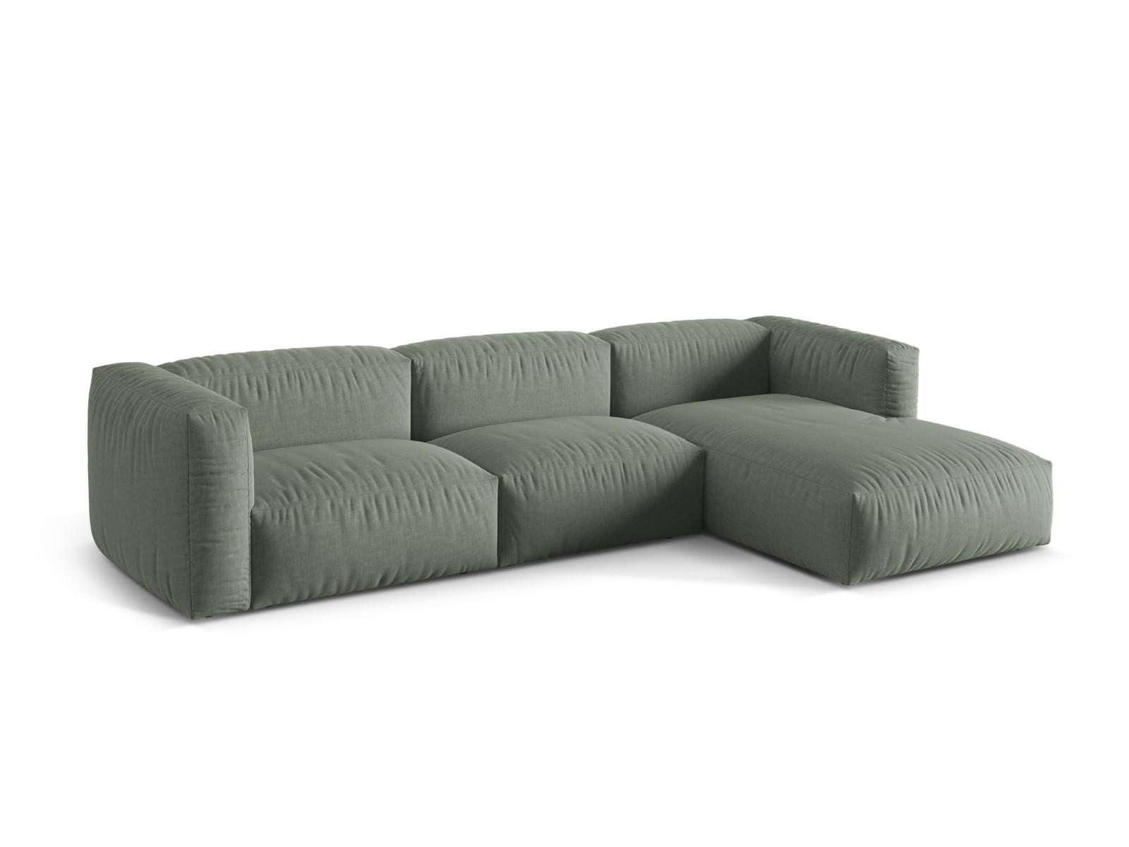 ECKSOFA modular rechts Martina aus strukturiertem Stoff moosgrün 3 Sitzplätze - Salbeigrün, Textil (176/332cm) - Micadoni