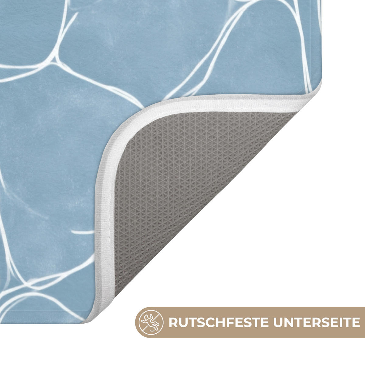 BADEMATTE Organisch - Muster - Blau 60x120 cm - Hellblau, Kunststoff/Textil (60/120cm)