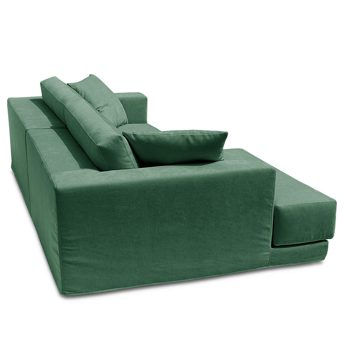ECKSOFA mit Wechselbezug - Longchair, Webstoff - Schwarz/Grün, Kunststoff/Textil (260/155cm) - home24