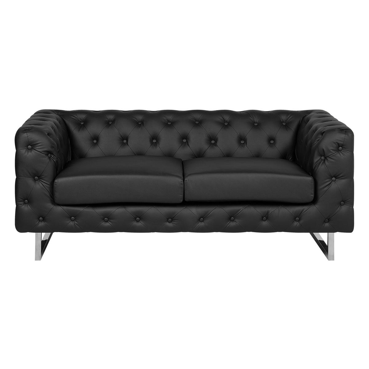 2-SITZER-SOFA Kunstleder Schwarz Vissland - Schwarz, Kunststoff/Textil (172/71/87cm) - Beliani