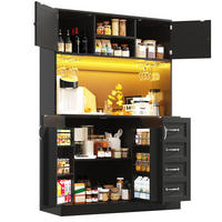 BUFFET 120/40/188 cm aus MDF mit LED-Beleuchtung Schwarz - Schwarz, Holzwerkstoff (120/188/40cm) - Modenvie
