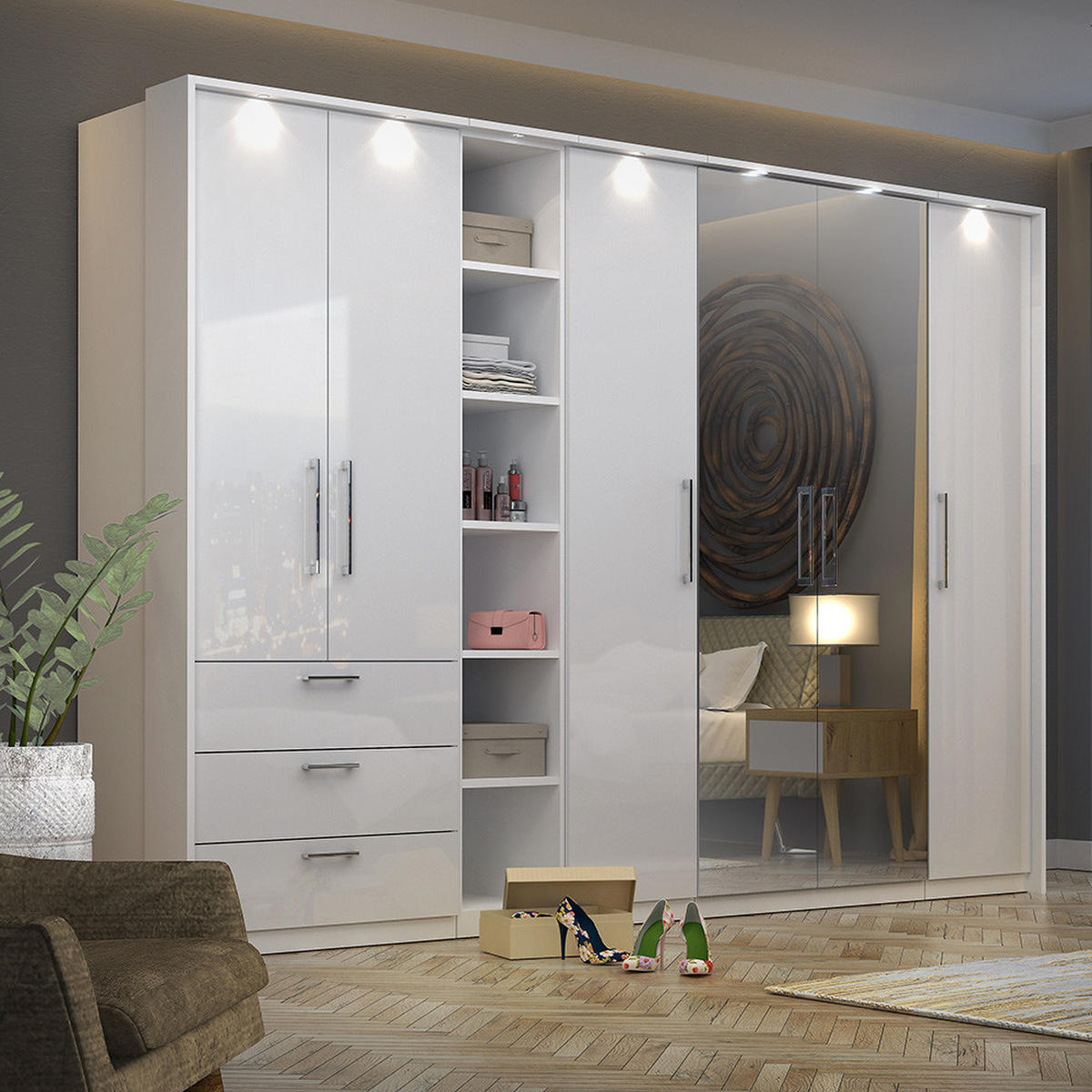 KLEIDERSCHRANK Olmo-83 - Weiß, Holzwerkstoff (45/217/63cm) - Lomado