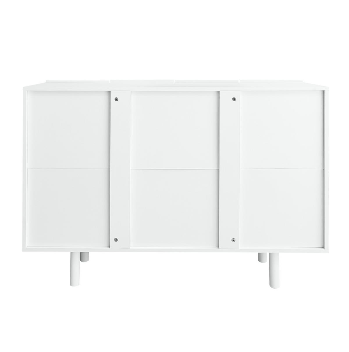 SIDEBOARD 4-türig aus weißem MDF mit geschnitzten Tropfenfronten, gedämpfte Scharniere, 120/37,5/80,8 cm, Weiß - Weiß, Holzwerkstoff (120/37.5/80.8cm) - Redom