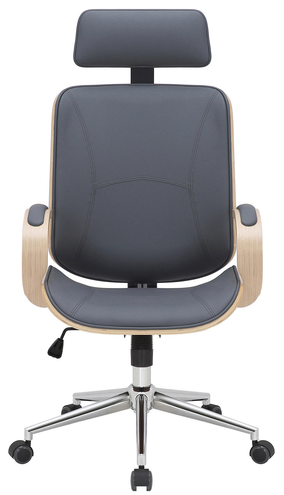 BÜROSTUHL KINGO 118x70x70 Natur/Grau Kunstleder - Hellbraun/Grau, Leder/Metall (70/118/70cm) - DELUKE