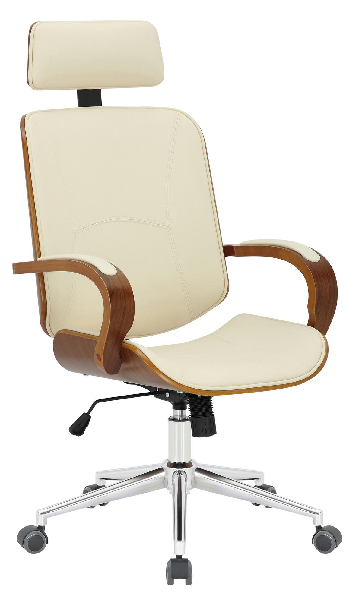 BÜROSTUHL KINGO 118x70x70 Walnuss/Creme Kunstleder - Creme, Leder/Metall (70/118/70cm) - DELUKE