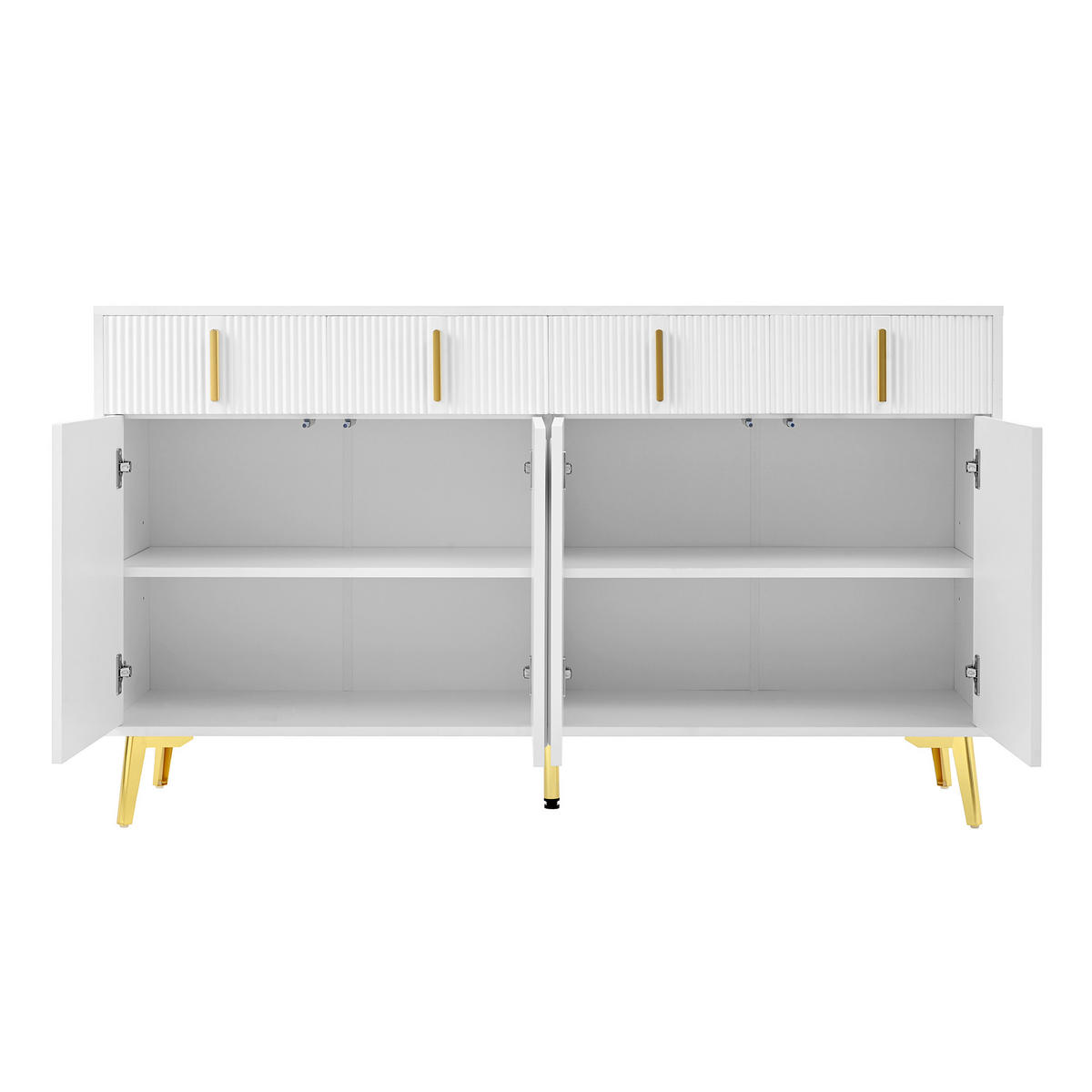 SIDEBOARD 140/38/82 cm Weiß aus MDF mit 4 Türen und 4 Schubladen - Weiß, Holzwerkstoff (140/82/38cm) - OKWISH