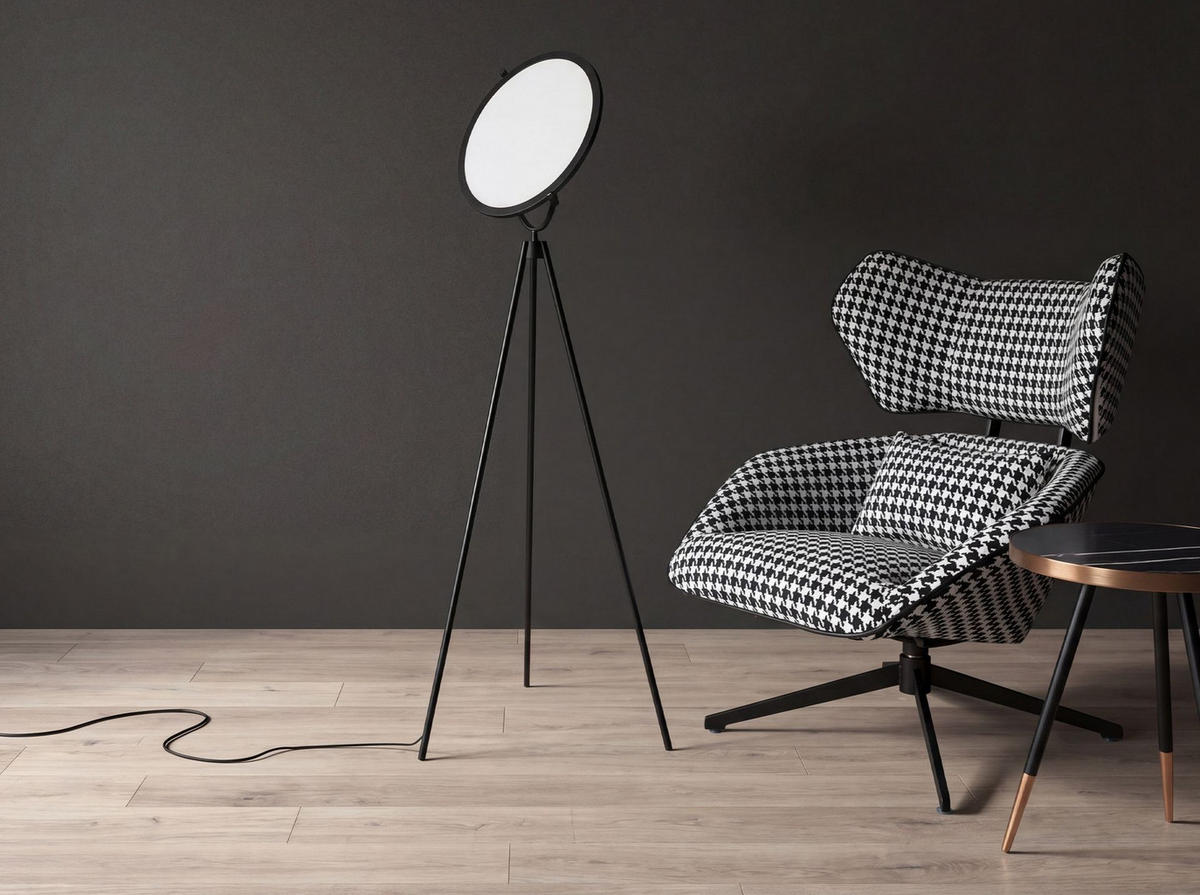 STELEUCHTE aus schwarzem Stahl 50/60/170 cm - Schwarz, Metall (60/50/170cm) - The Lumine