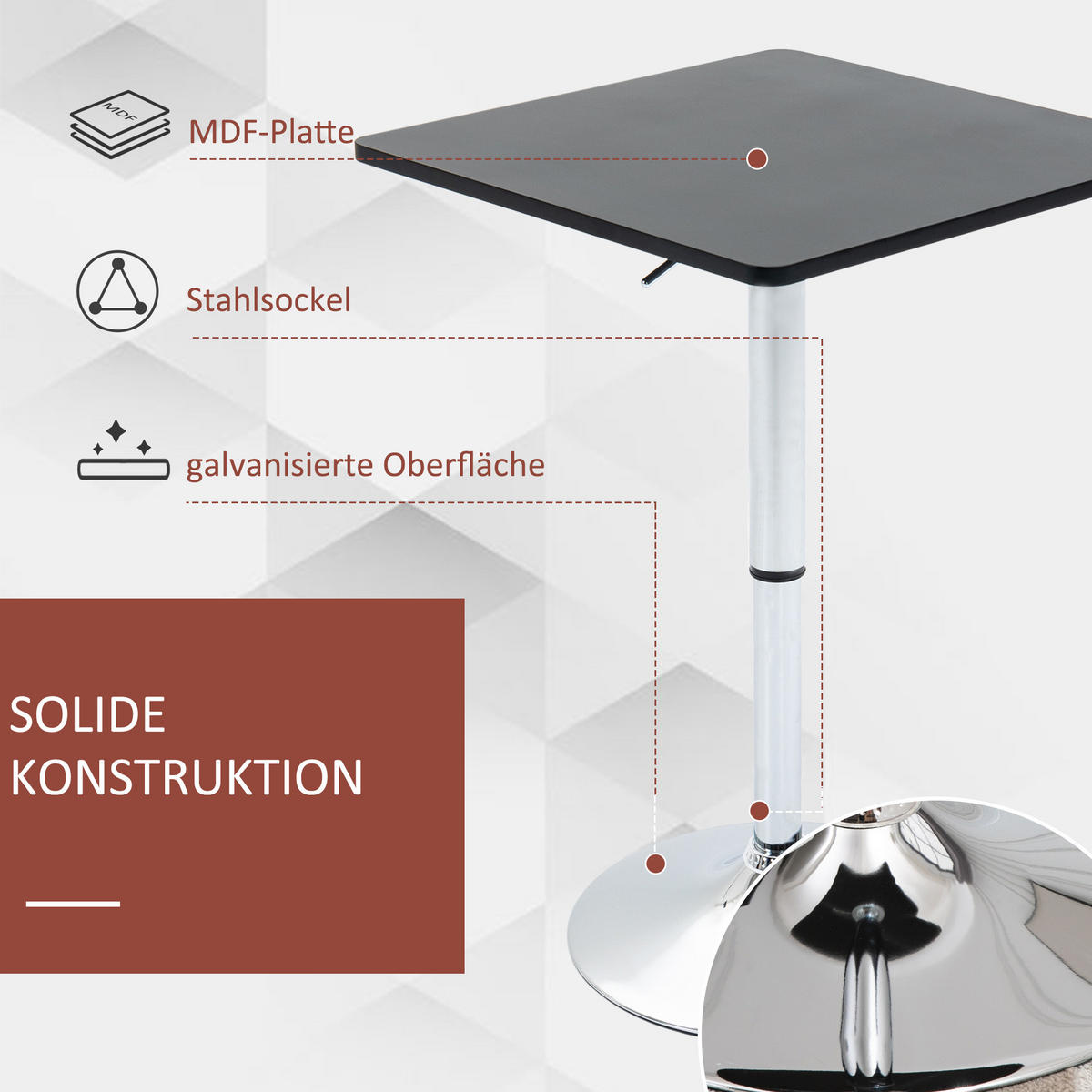 BARTISCH Schwarz 60.0/60.0/91.0cm - Schwarz, Holzwerkstoff (60/60/91cm)