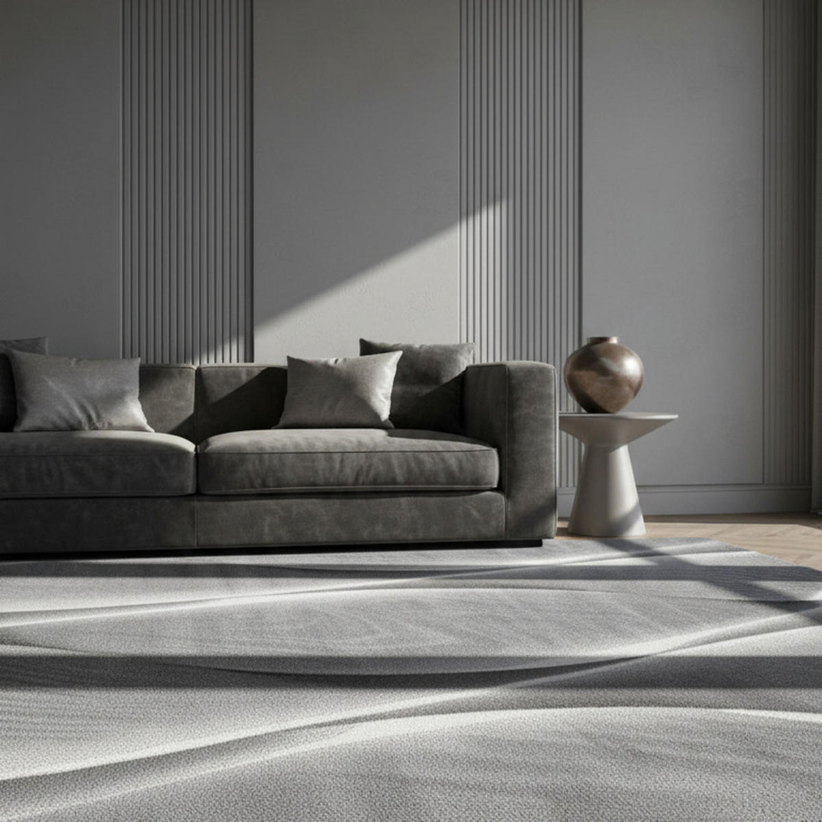 KURZFLORTEPPICH DRAU, mit Farbverlauf, Schwarz, 80 x 150 cm - Grau, Textil (150/80cm) - KADIMA DESIGN