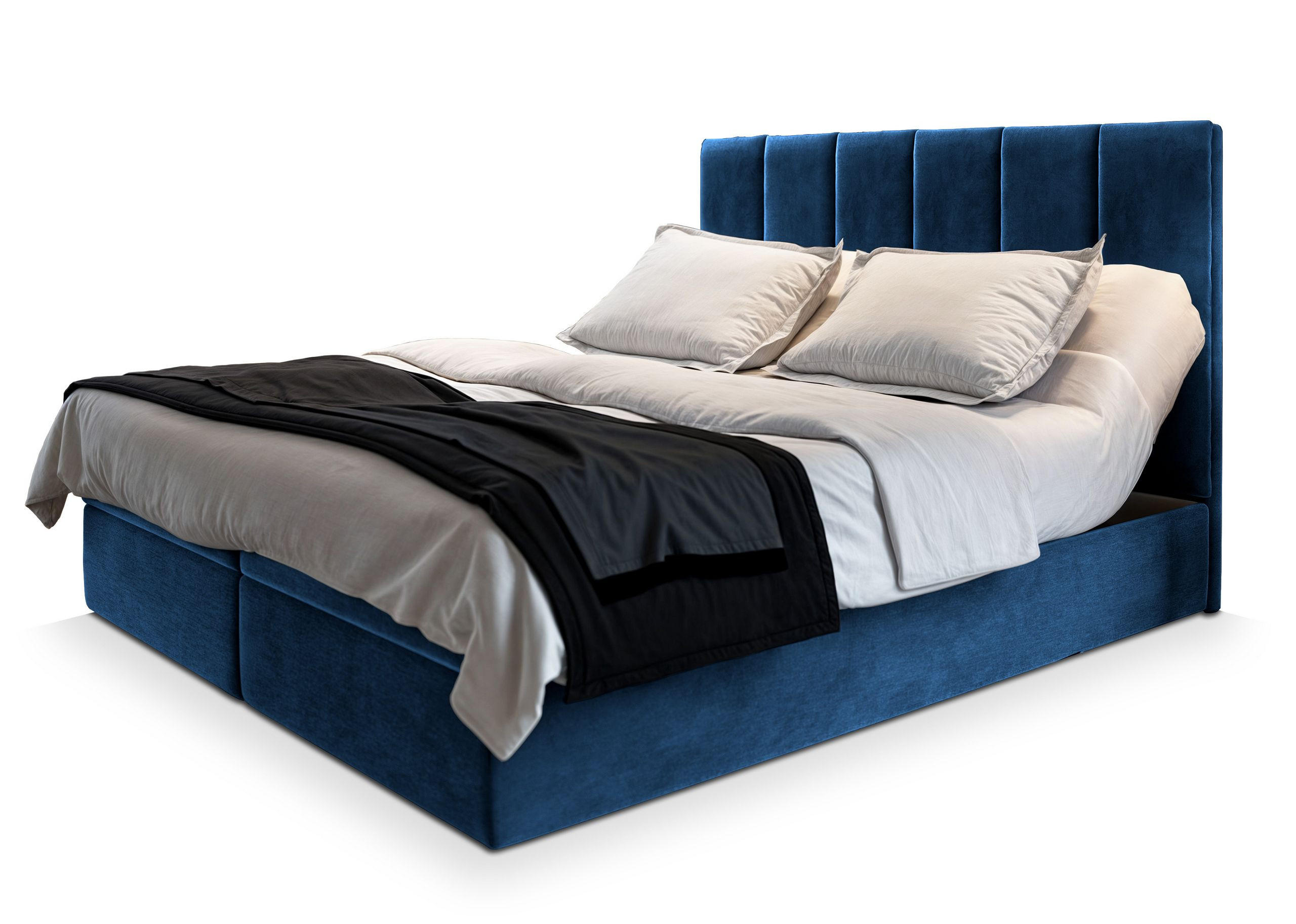 BOXBETT BARINO 180x200 cm mit Matratze und Topper - Blau - Blau, Holz (180/200cm) - MASSENO