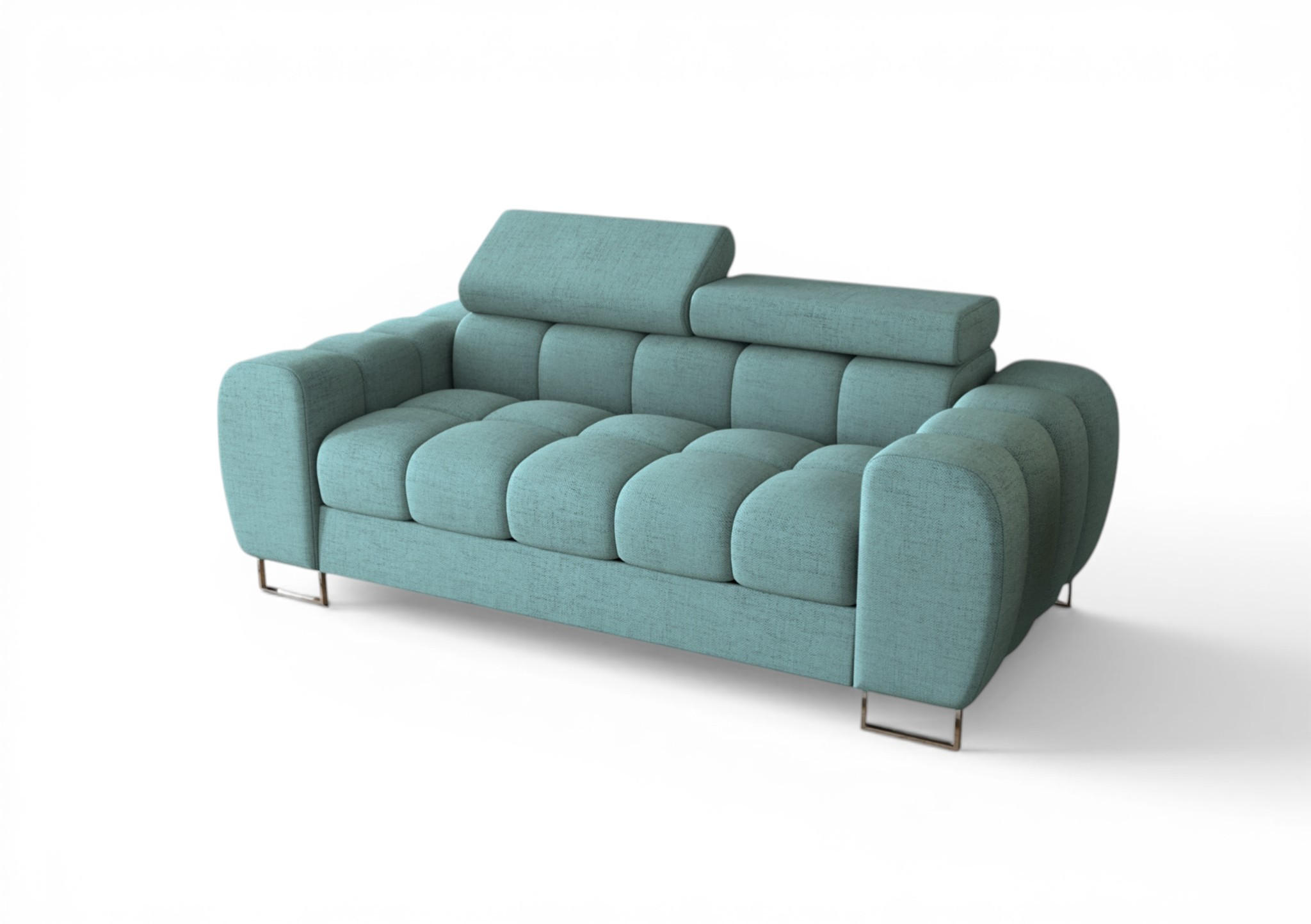 SOFA 2-sitzer Bastien In Stoff Moly - Blau, Holzwerkstoff/Textil (195/95/97cm) - Fun Möbel