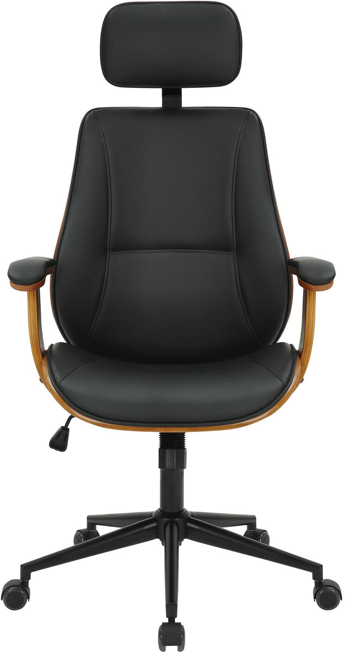CHEFSESSEL Lederlook Walnuss/Schwarz - Walnussfarben/Schwarz, Textil/Metall (64/118/60cm) - CLP