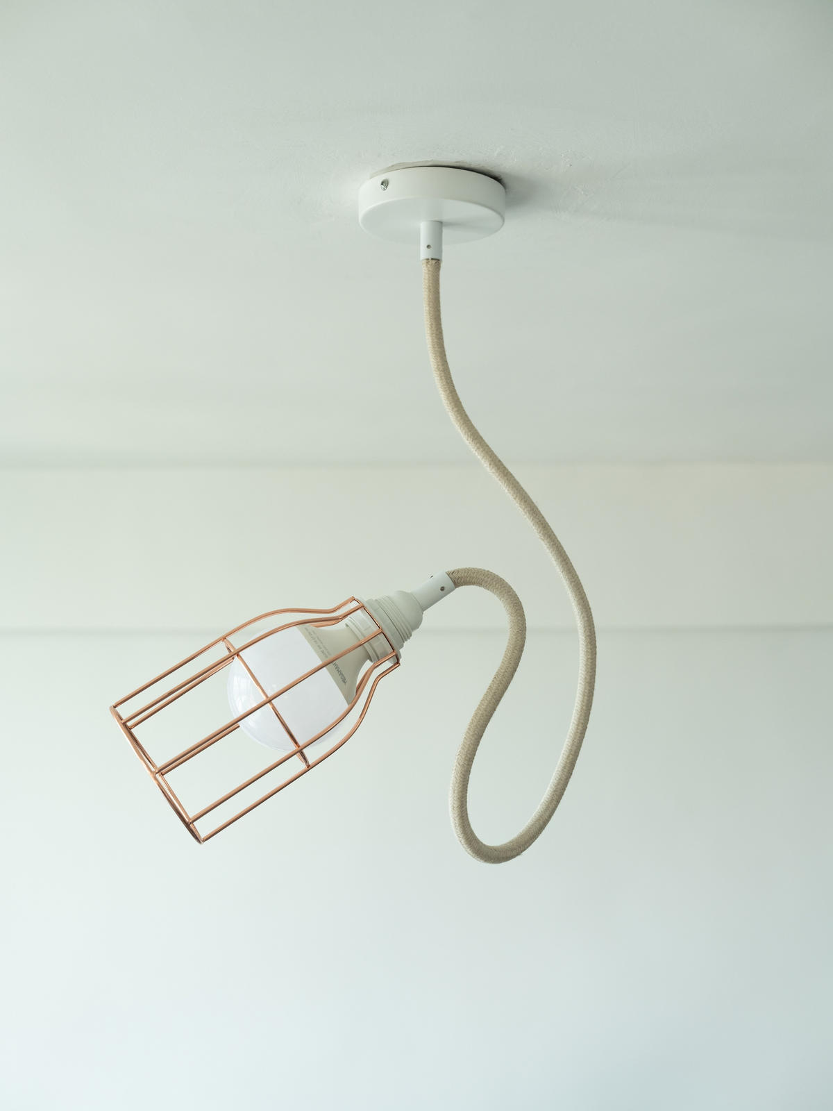 PENDELLEUCHTE TWIST 1 Flammig - Weiß, Naturmaterialien (90/12/90cm) - HOOPZI