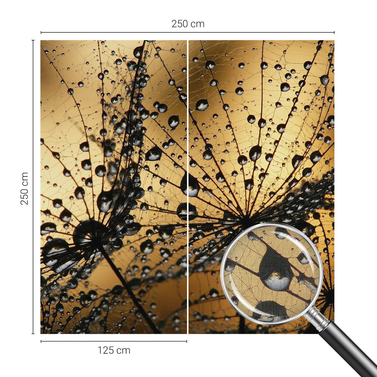 FOTOTAPETE 250x250 cm - Zarte Tropfen - Weiß, Textil (250/250cm) - Wallfluent