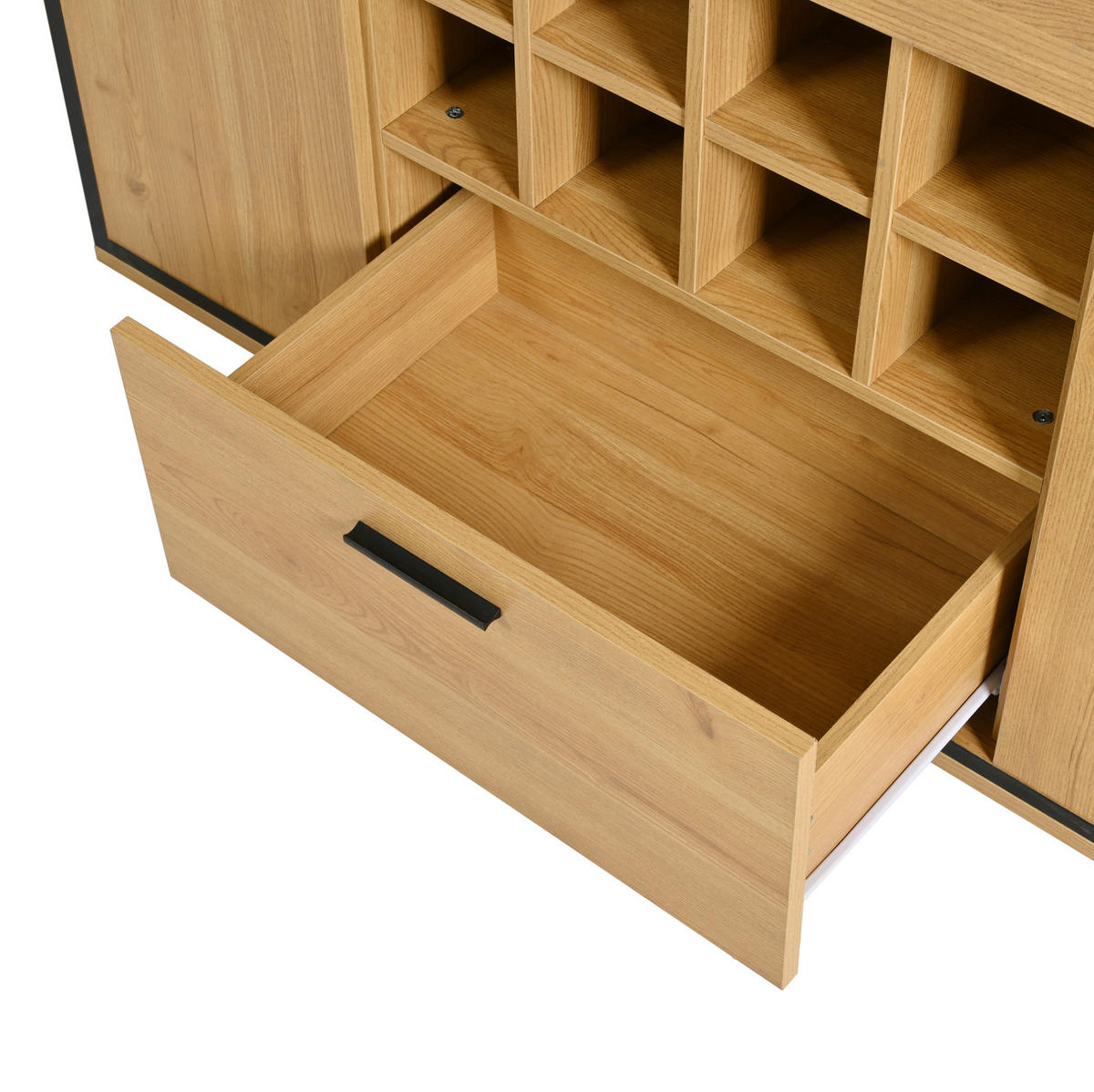 KOMMODE aus Spanplatte 110x38x111cm in Natur mit LED-Beleuchtung - Naturfarben, Holzwerkstoff (110/111/38cm) - Modfu