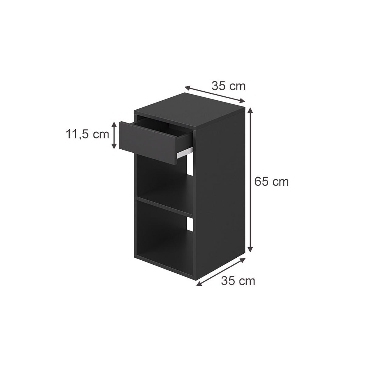 NACHTTISCH Dany Anthrazit 35 x 65 cm mit 1 Schublade - Anthrazit, Holzwerkstoff (35/65/35cm) - Vicco