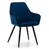STUHL PASSO gepolstert mit Steppung - dunkelblau - Samt Velours - Schwarz/Dunkelblau, Textil/Metall (58/87/60cm) - NEW HOME