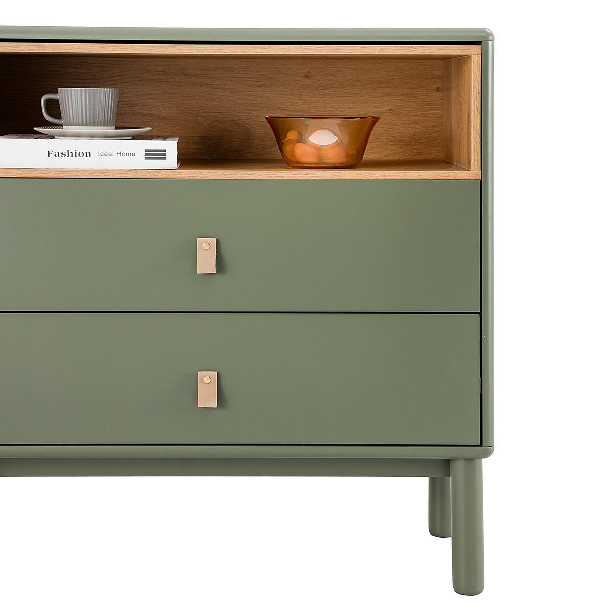 KOMMODE - Breite 80 cm - Braun/Olivgrün, Holz/Holzwerkstoff (80/80/40cm) - home24