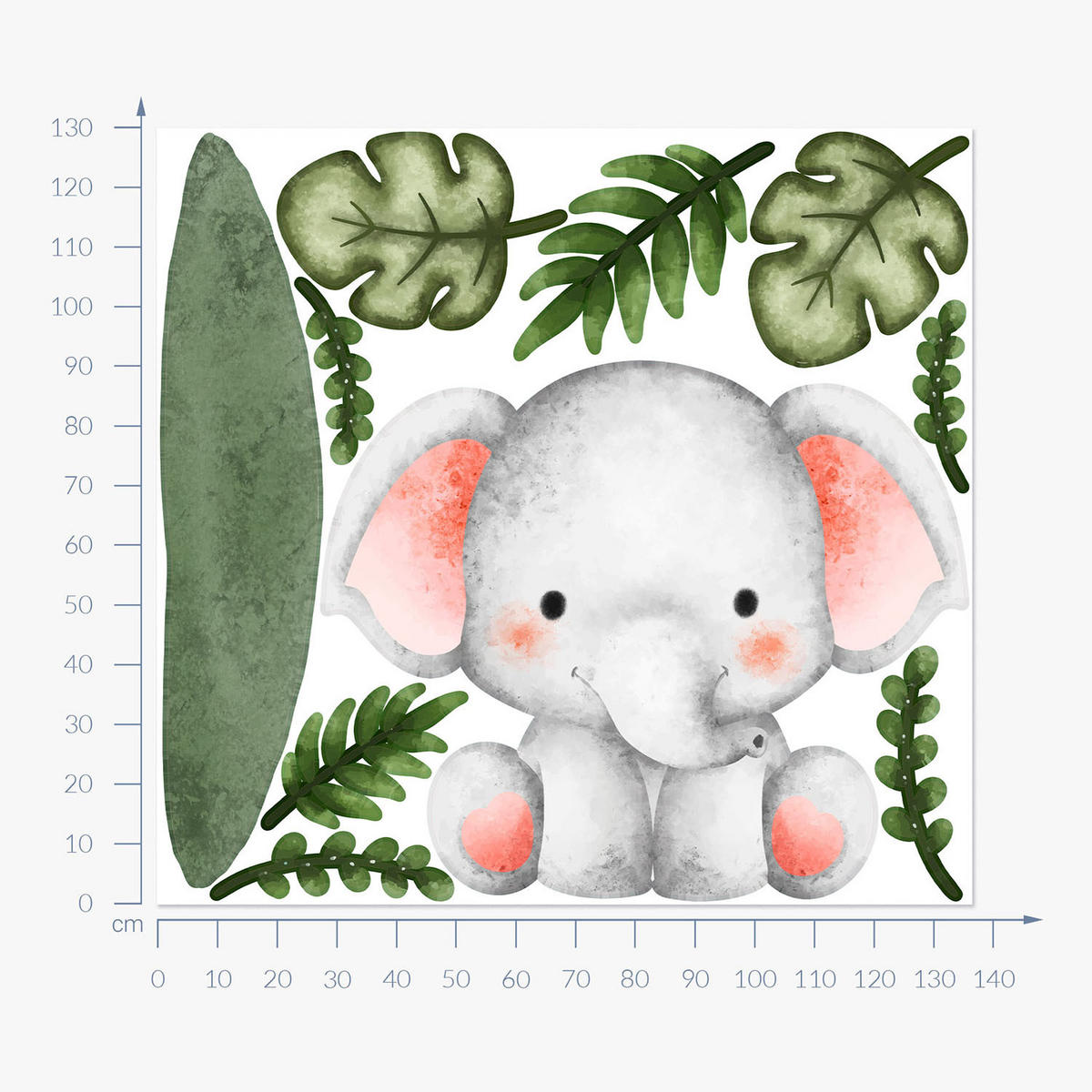 WANDAUFKLEBER 130x136cm - Ein bezaubernder Elefant - Multicolor, Kunststoff (130/136/0.1cm) - Wallfluent