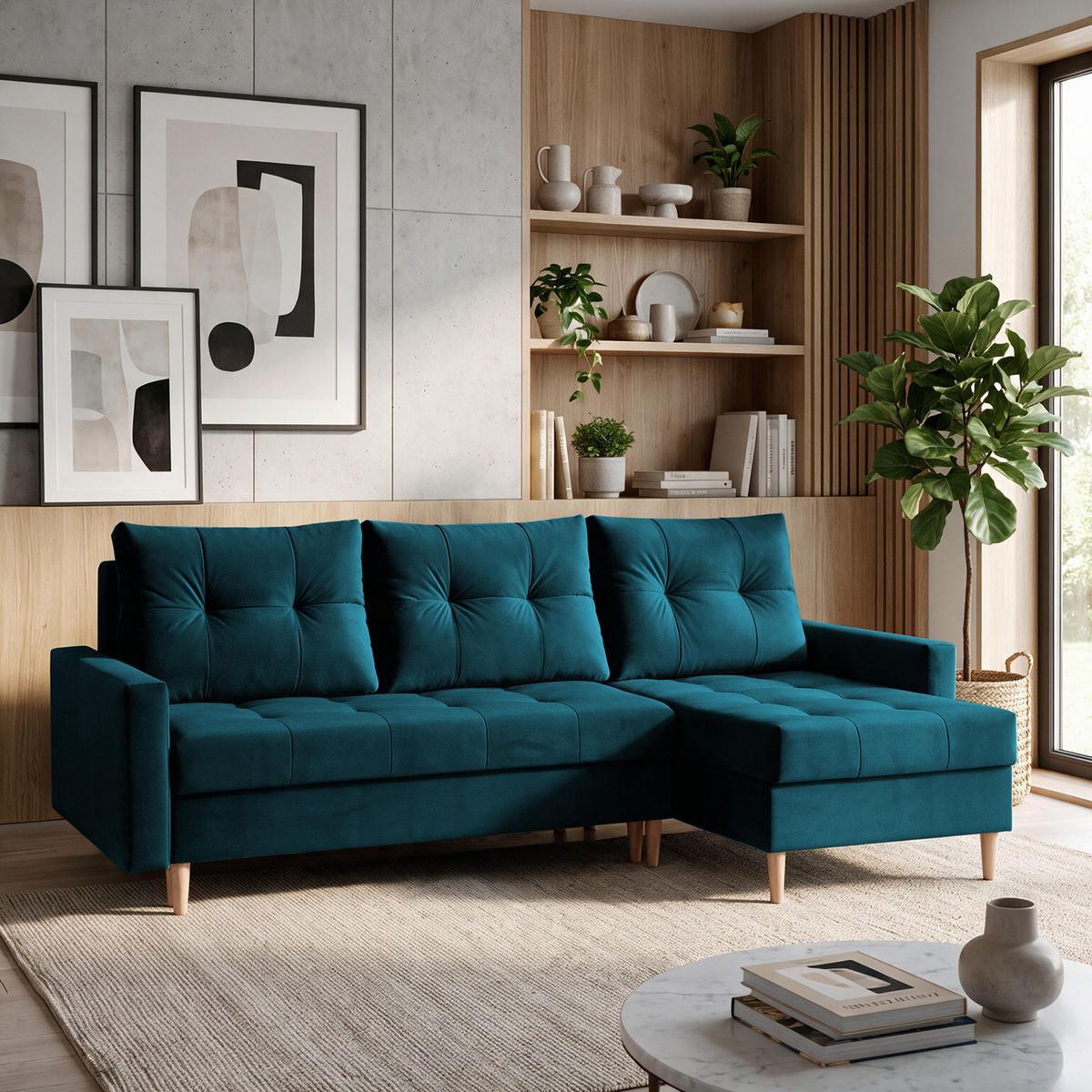 ROHOVÁ POHOVKA Halant s úložným prostorem, univerzální otoman, velurová látka, tyrkysová - tyrkysová, textil (220/140cm) - Beautysofa