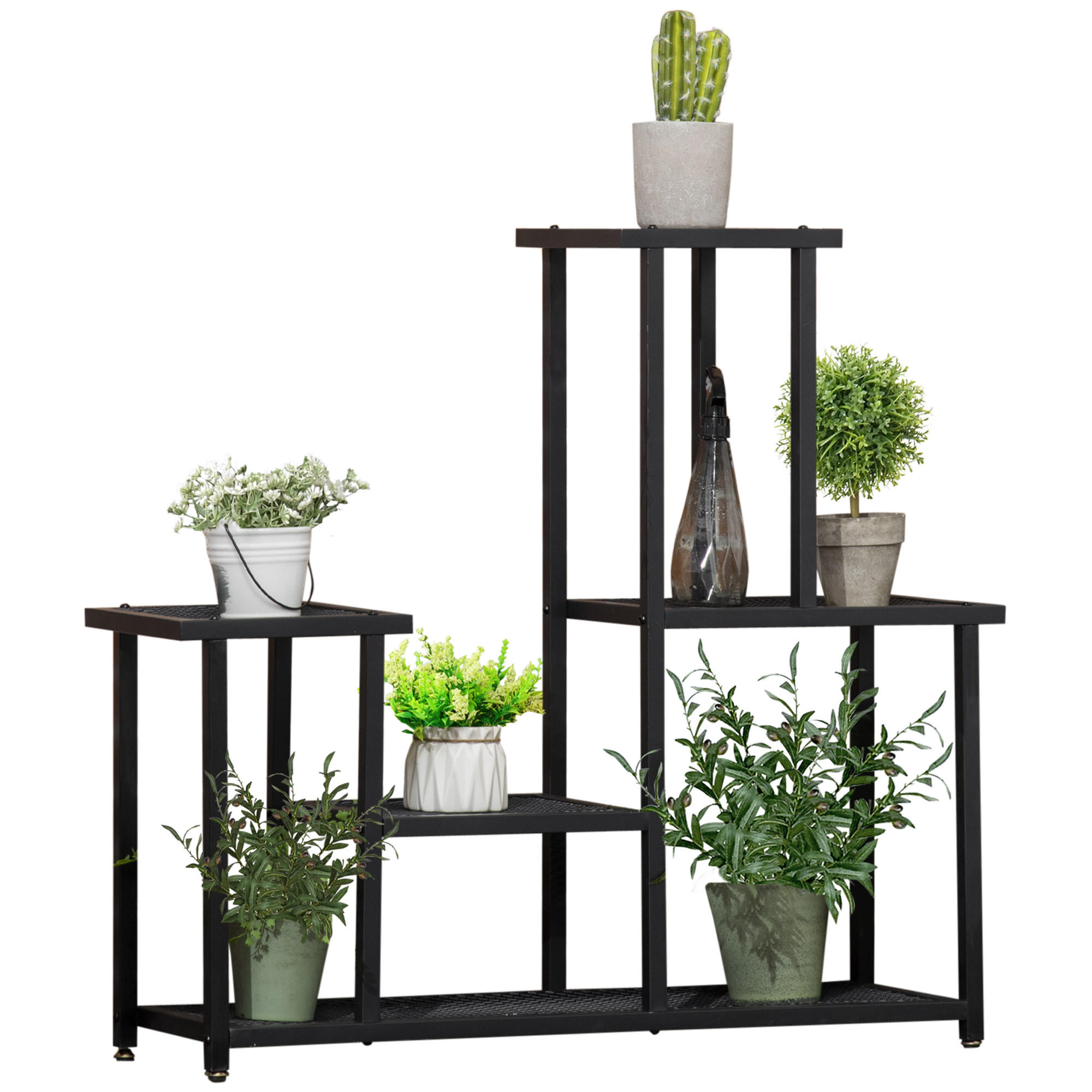 PFLANZENREGAL, Eisen, Schwarz - Schwarz, Metall (25/83/91cm) - Outsunny