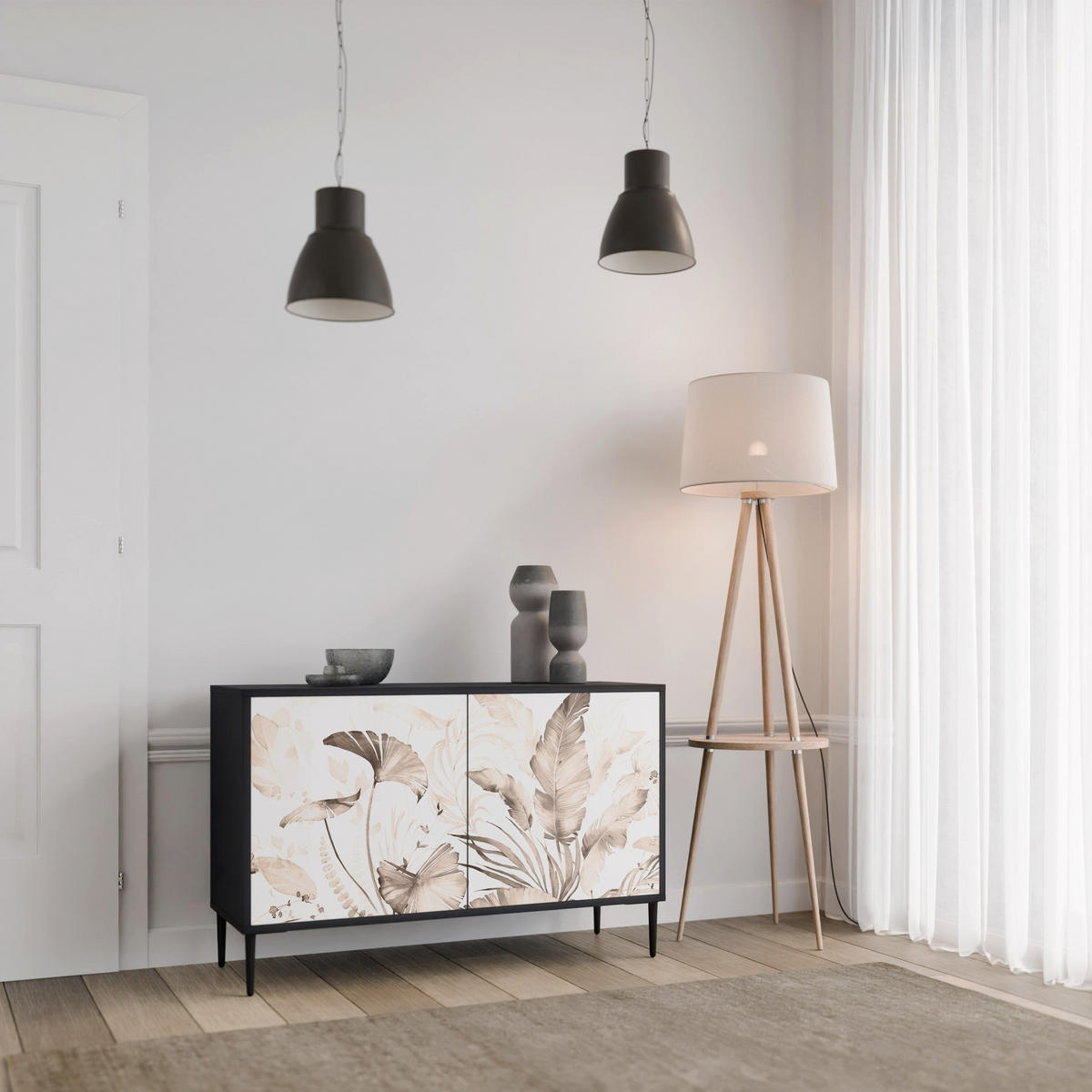 SIDEBOARD WILD TENDERNESS, Eicheneffekt, 111x42x77,5 cm, 2 Türen - Eichefarben/Buchefarben, Holzwerkstoff/Buchenholz (111/77.5/42cm) - SpaceRebels