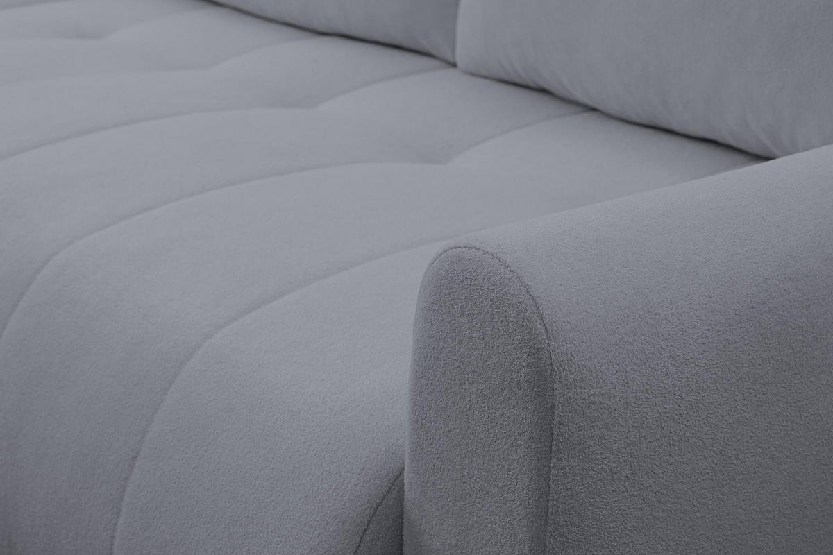 ECKSOFA Sprento Dunkelgrau, aus Boucle-Stoff, mit Schlaffunktion und Bettzeugfach - Dunkelgrau, Holzwerkstoff/Textil (230/149cm) - Bettso