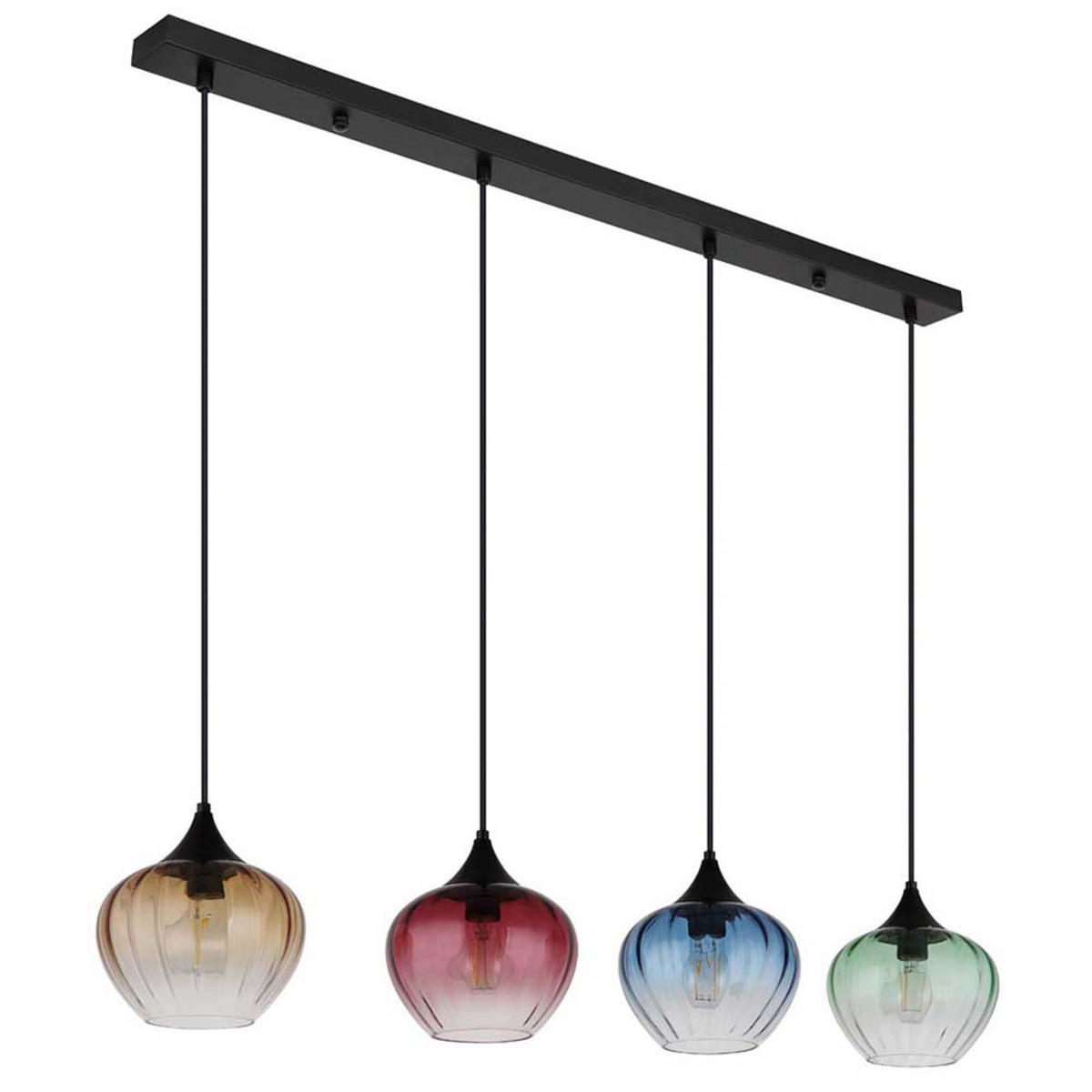 LED HÄNGELEUCHTE Glas bunt Schwarz - Schwarz, Glas (111/18/120cm) - Globo Lighting
