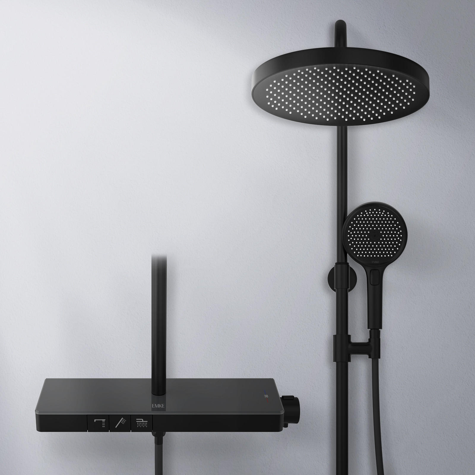 ÜBERKOPFBRAUSESET mit Thermostat, Schwarz - Schwarz, Metall (13.5/106/44.6cm) - EMKE
