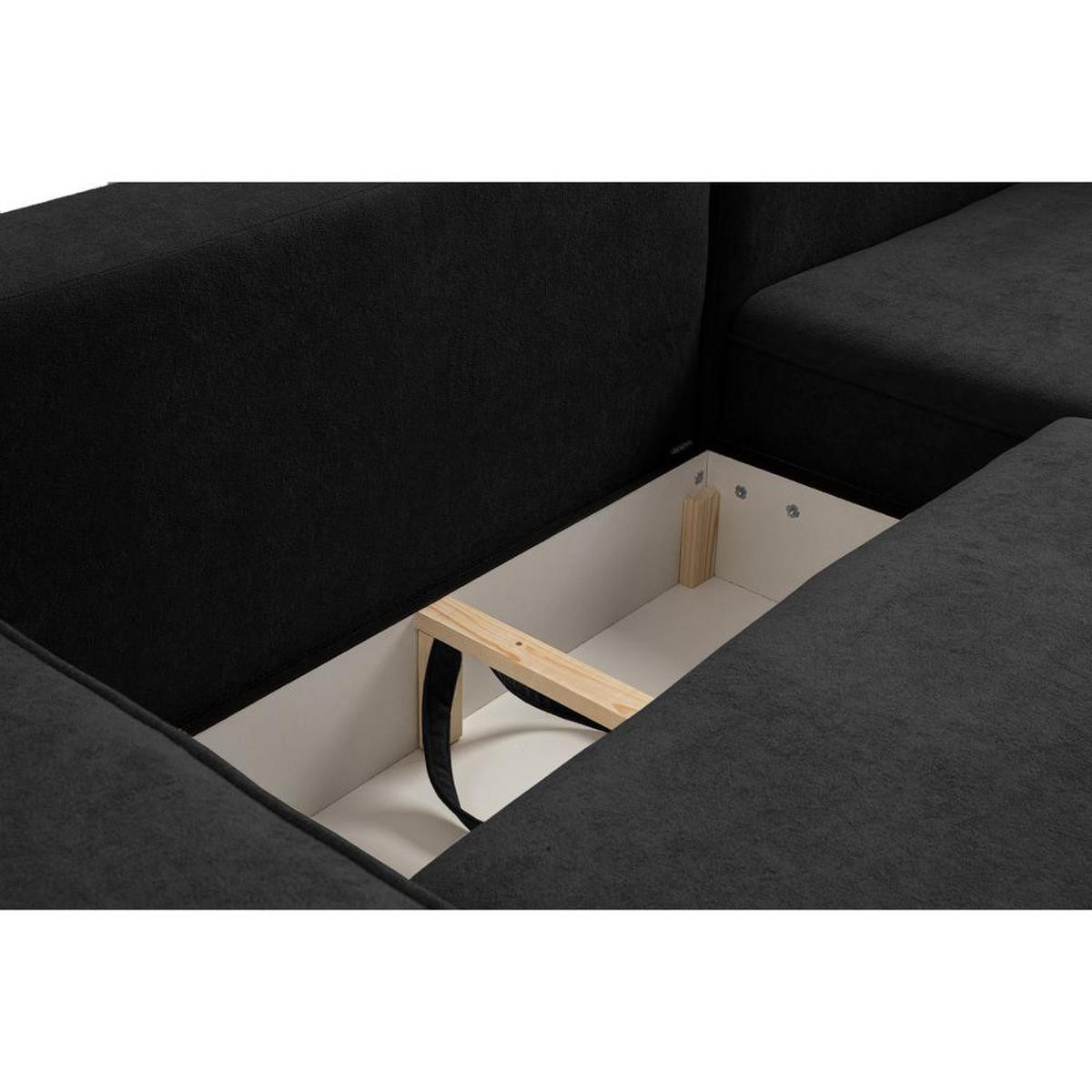 ECKSCHLAFSOFA Torre schwarz velours links - Schwarz, Textil (258/171cm) - Beautysofa