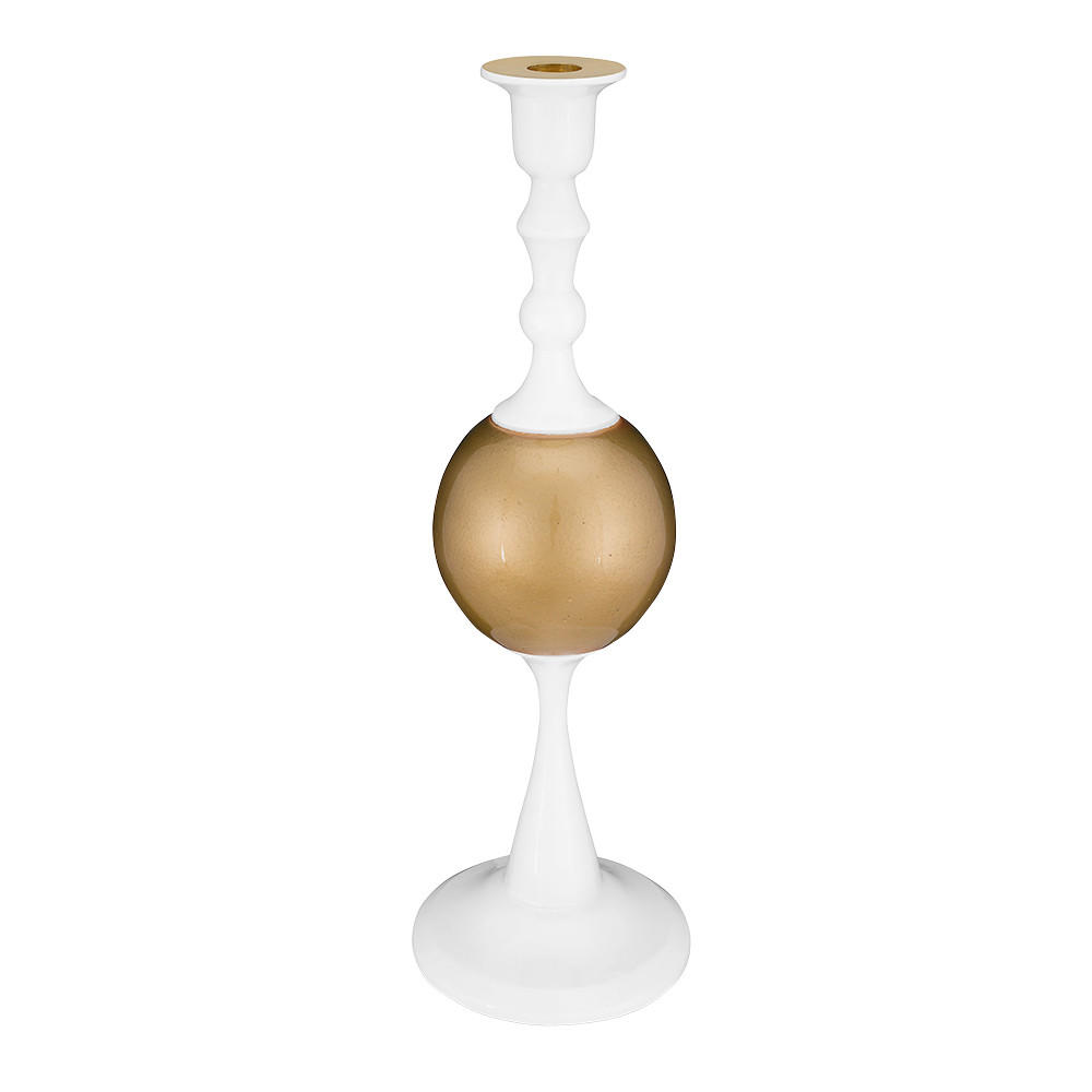 KERZENHALTER Metal sphere medium white-gold 37 cm - Goldfarben/Weiß, Metall (12/37/12cm) - Pip Studio