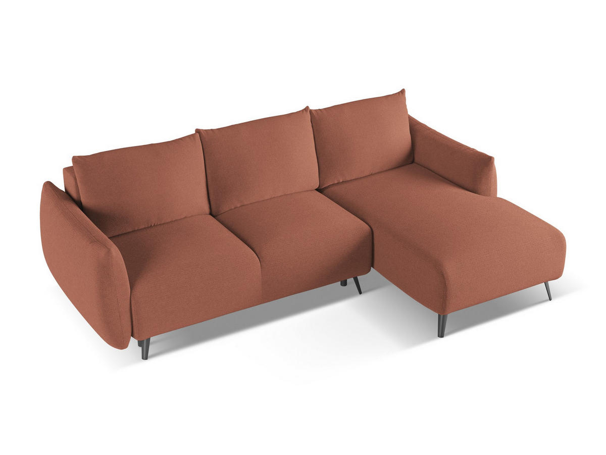 ECKSOFA mit Schlaffunktion Chenille Stoff Pink - Pink/Hellrosa, Textil/Metall (242/162cm) - Makamii