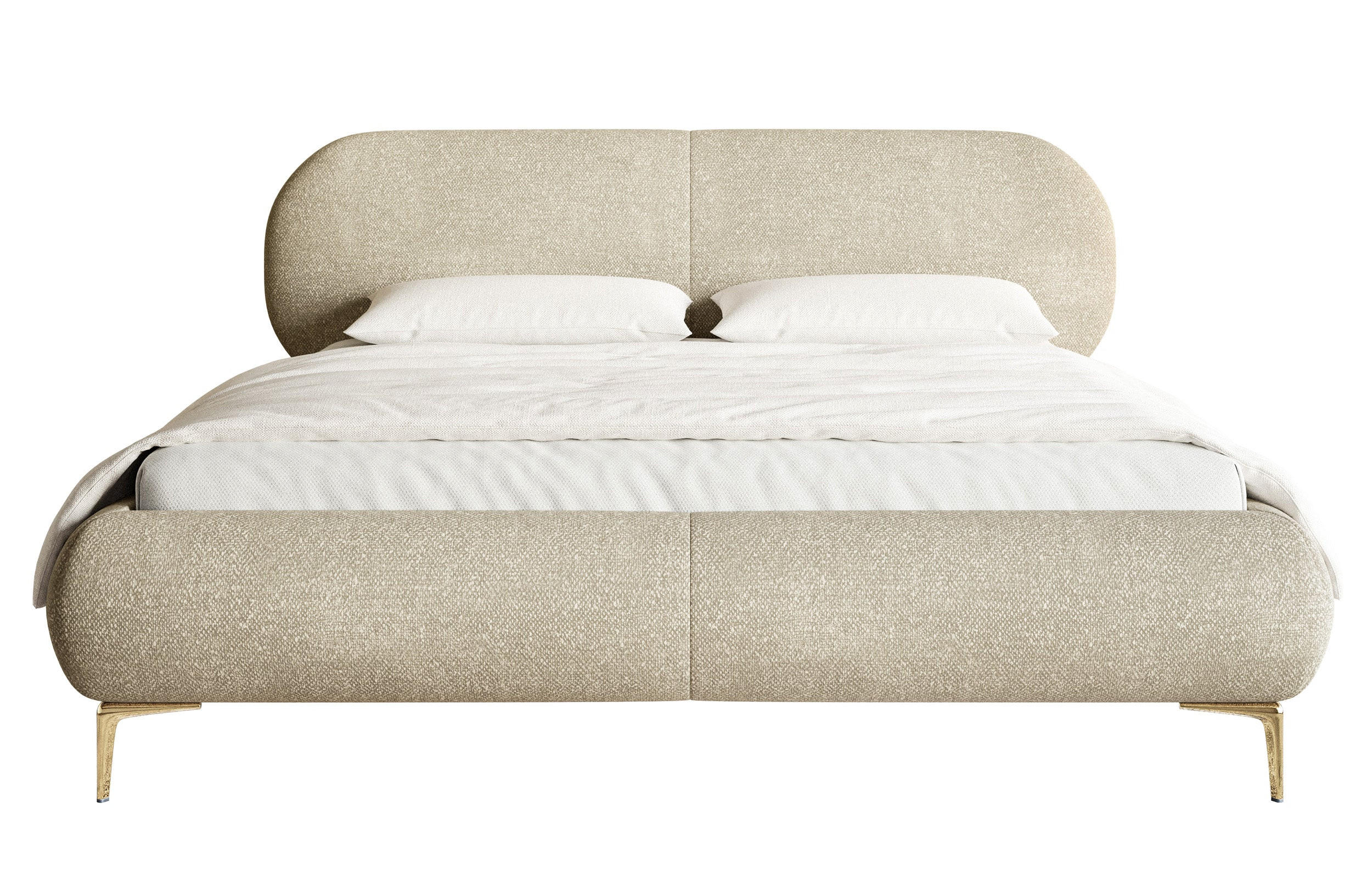 POLSTERBETT Ovalle Beige mit goldenen Metallbeinen 180 cm - Beige/Goldfarben, Textil/Metall (180/200cm) - Selsey