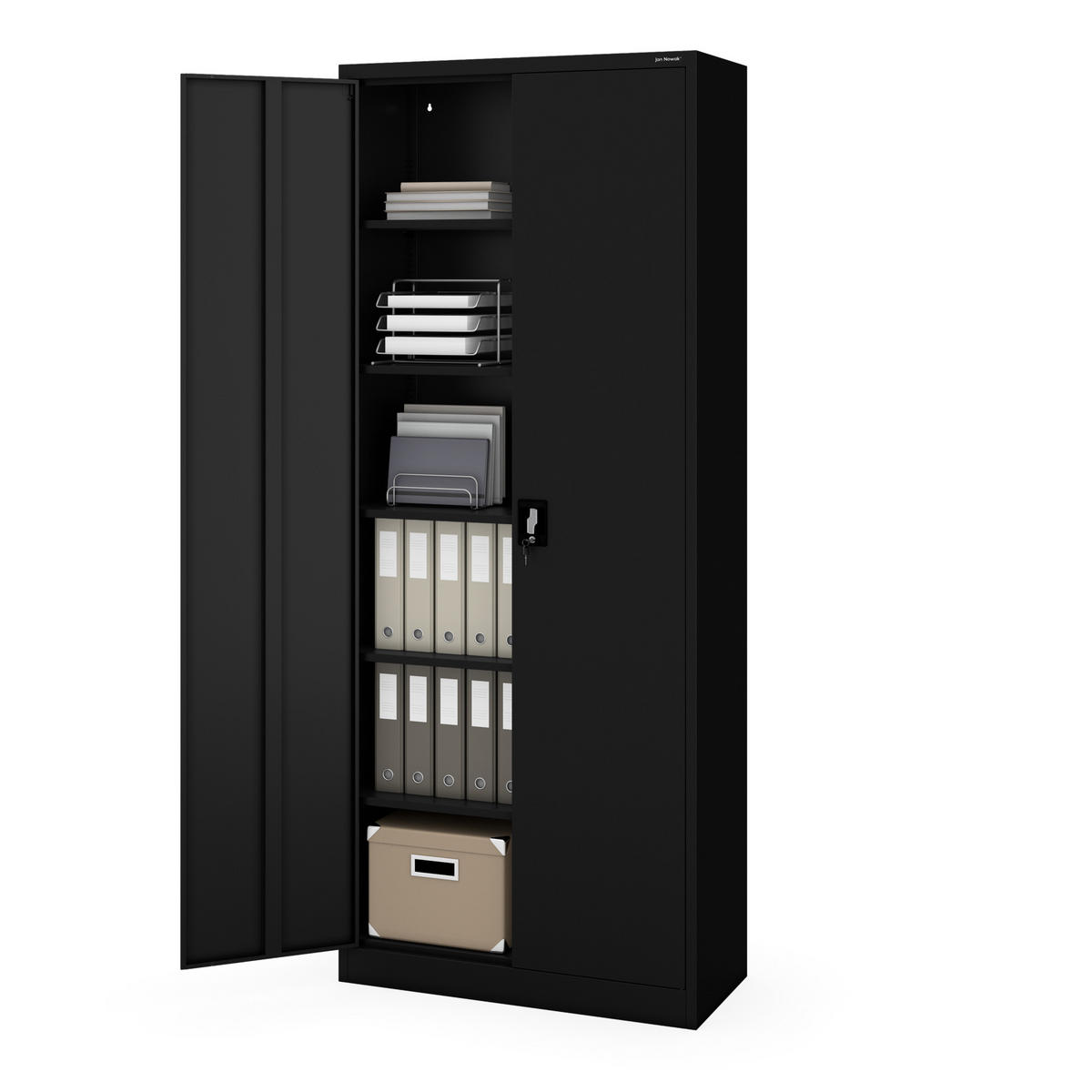 AKTENSCHRANK Jan H 220 - Schwarz, Metall (90/220/40cm) - Jan Nowak