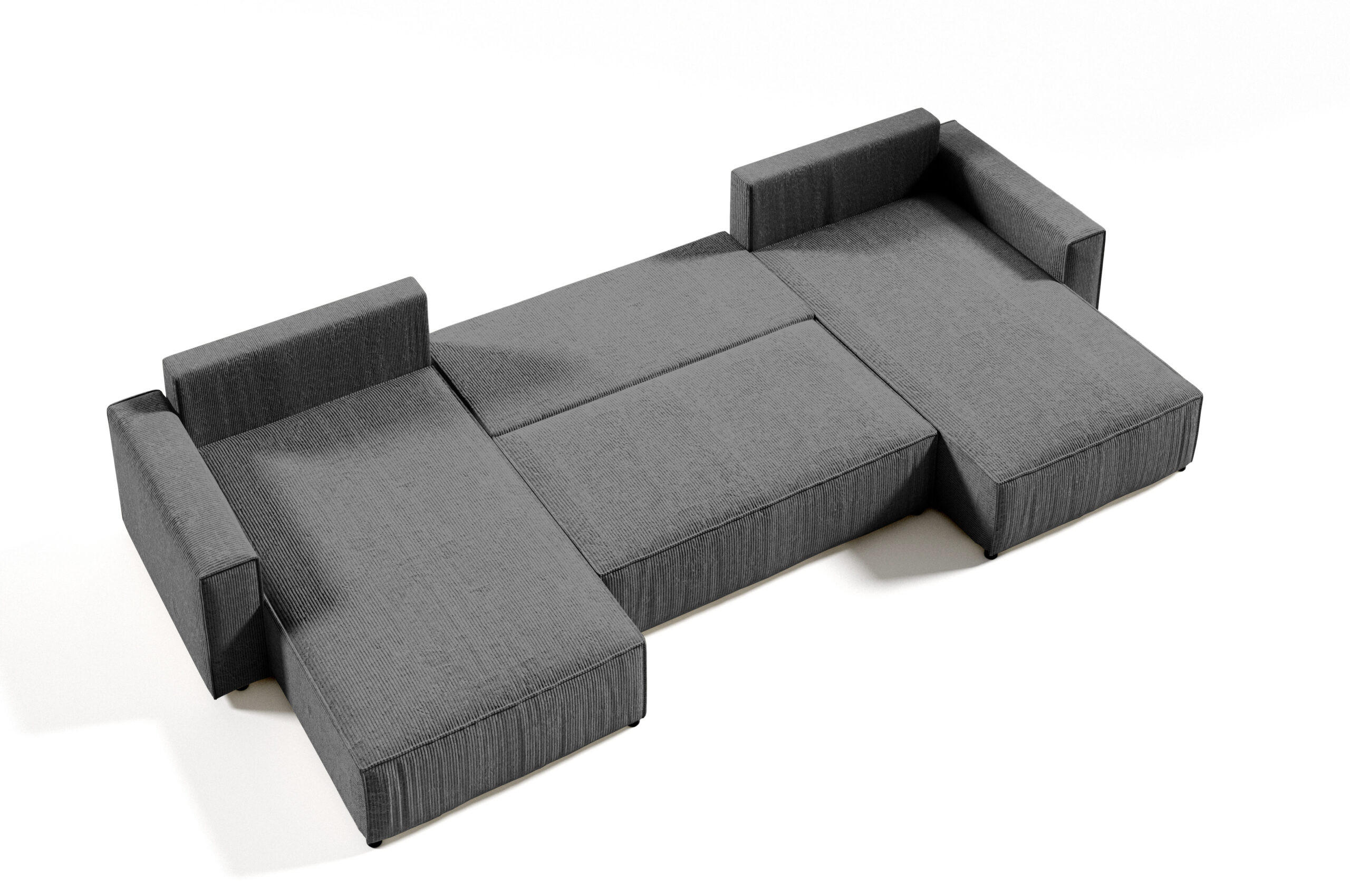 WOHNLANDSCHAFT Sekwana U Grau - Braun, Naturmaterialien (185/70/398cm) - Fedve