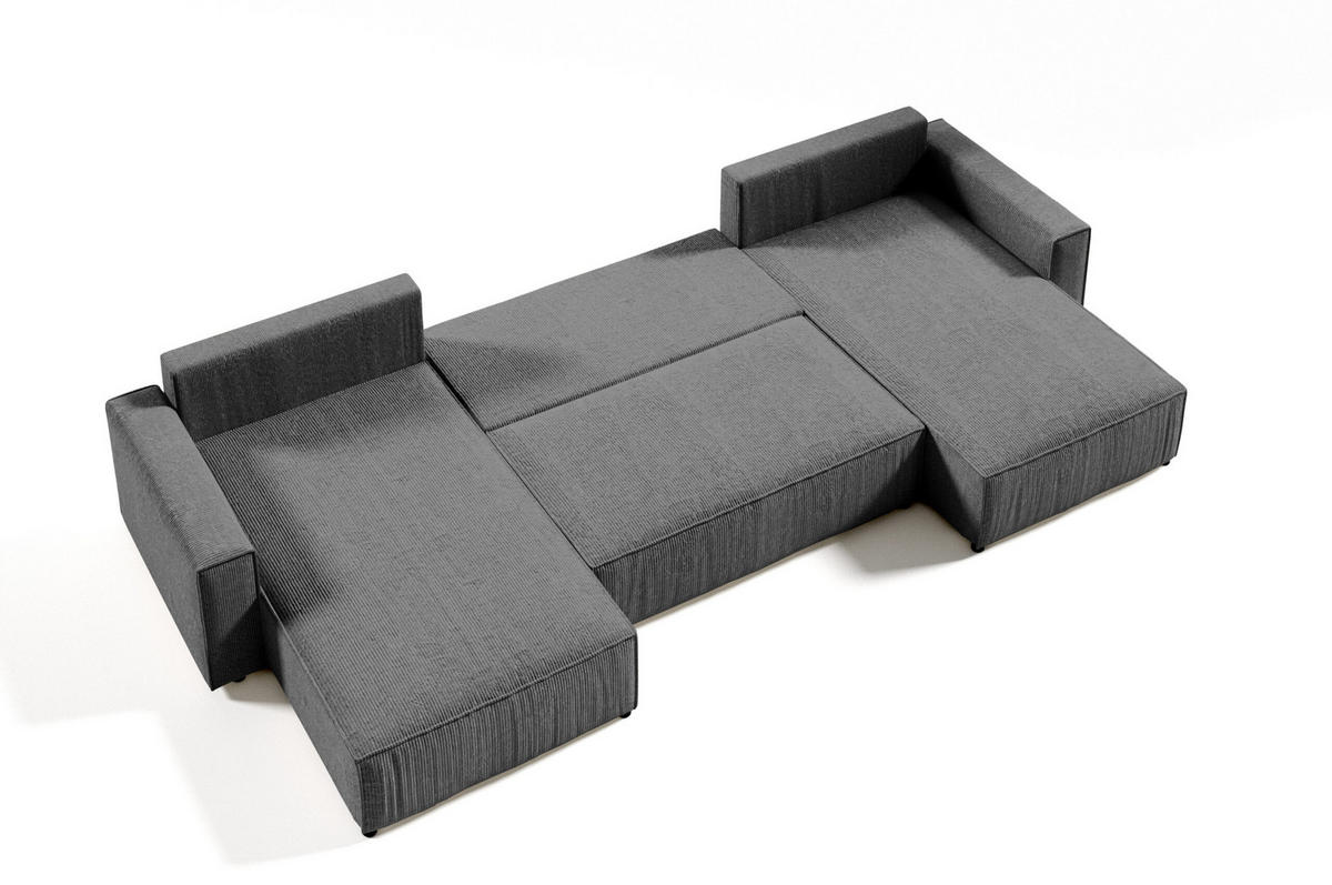 WOHNLANDSCHAFT Sekwana U Grau - Braun, Naturmaterialien (185/70/398cm) - Fedve
