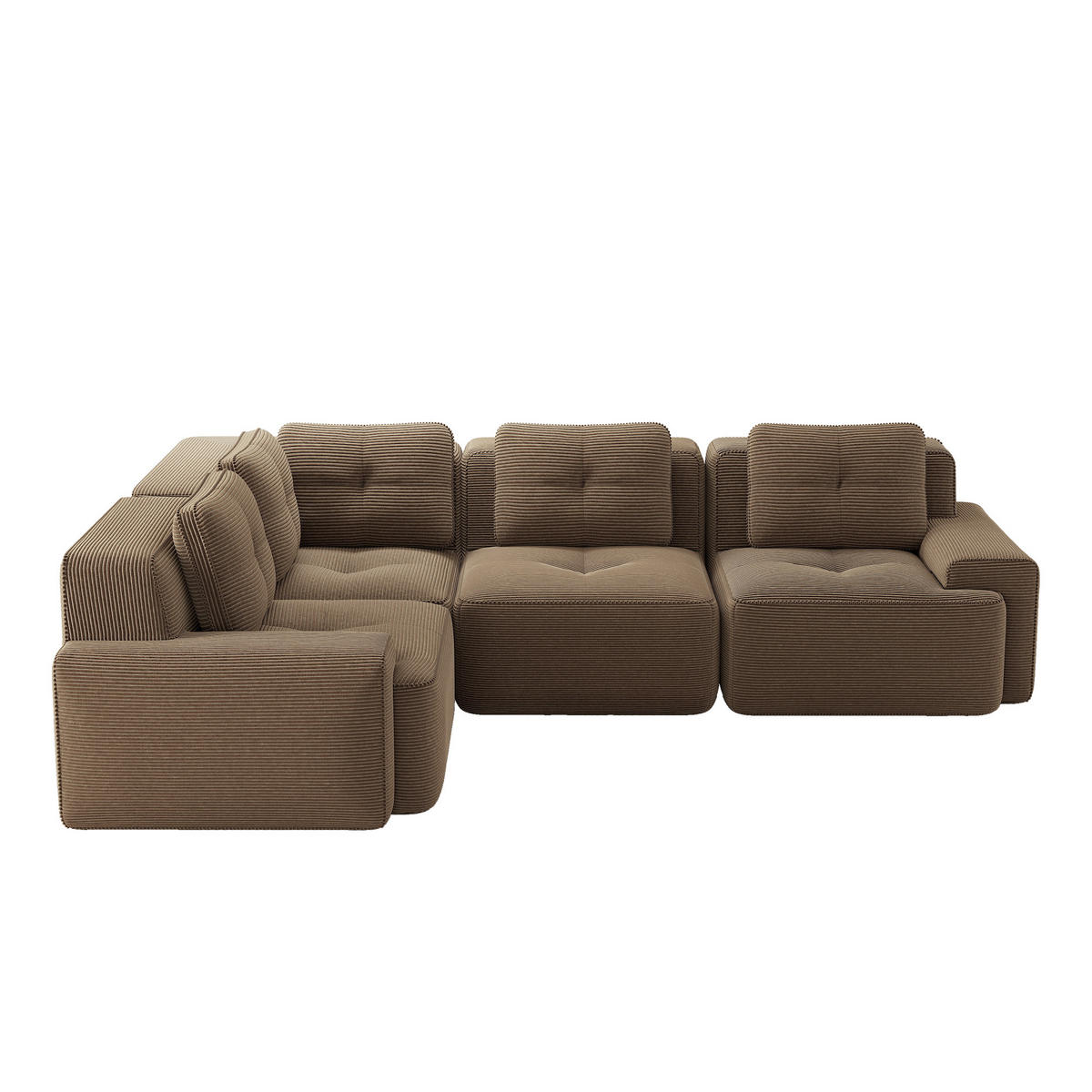 ECKSOFA DE-34222 modularer Tiefsitz Braun - Braun, Textil (104/382cm) - ComfortXL