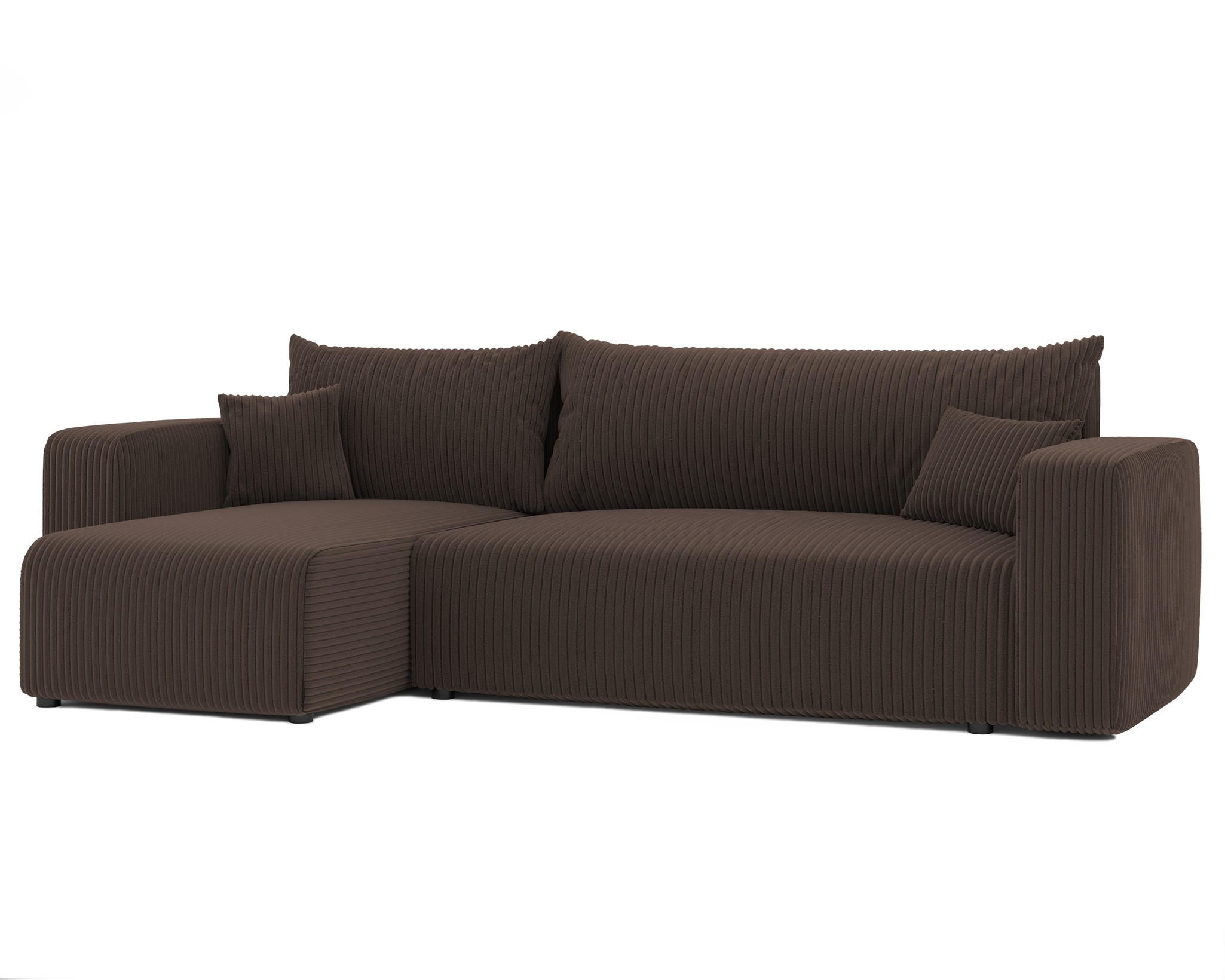 ECKSOFA Luna Mit Schlaffunktion - Braun, Holzwerkstoff/Textil (248/145cm) - Fun Möbel