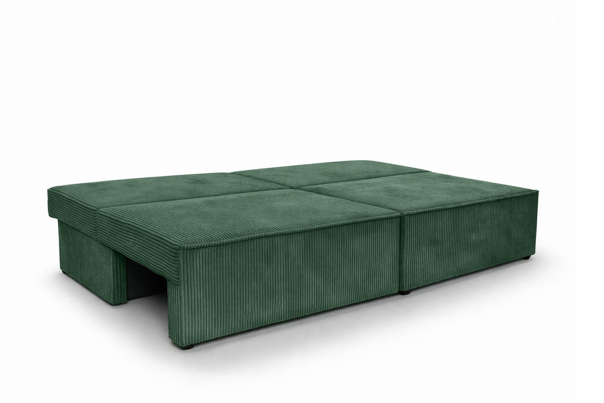 SOFA Mit Schlaffunktion Und Bettkasten, Cordstoff Poso, Hellgrau, BEST MINI - Grün, Holz (200/83/98cm) - Kaiser Möbel