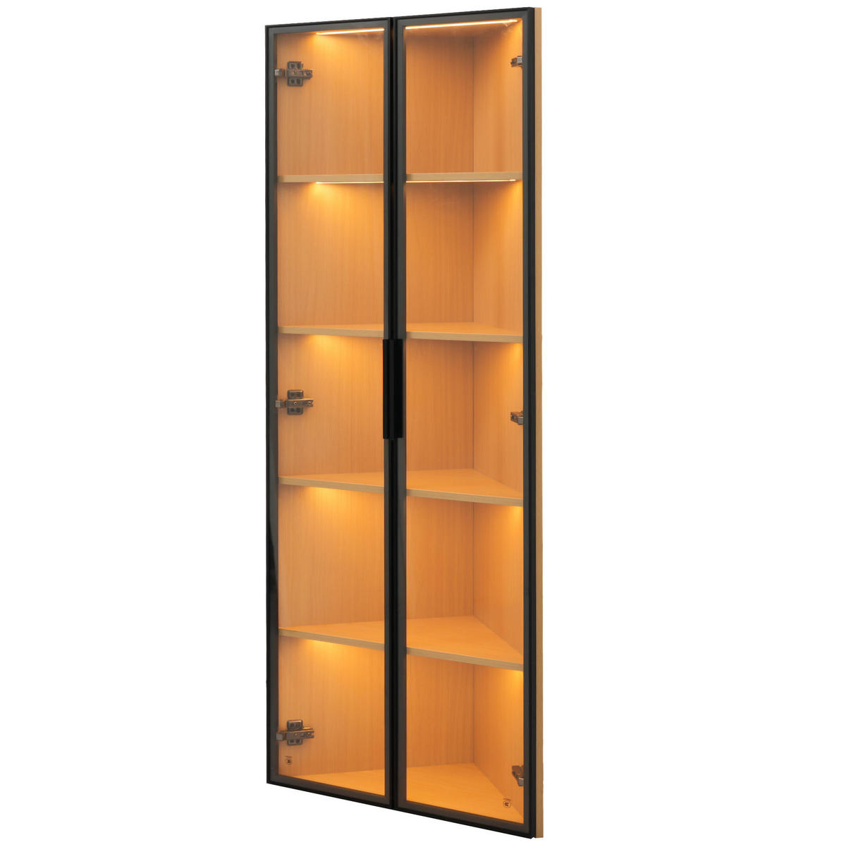 VITRINE 62/35/160 cm aus MDF mit LED-Beleuchtung Eichefarben - Eichefarben, Holzwerkstoff (62/160/35cm) - Modenvie