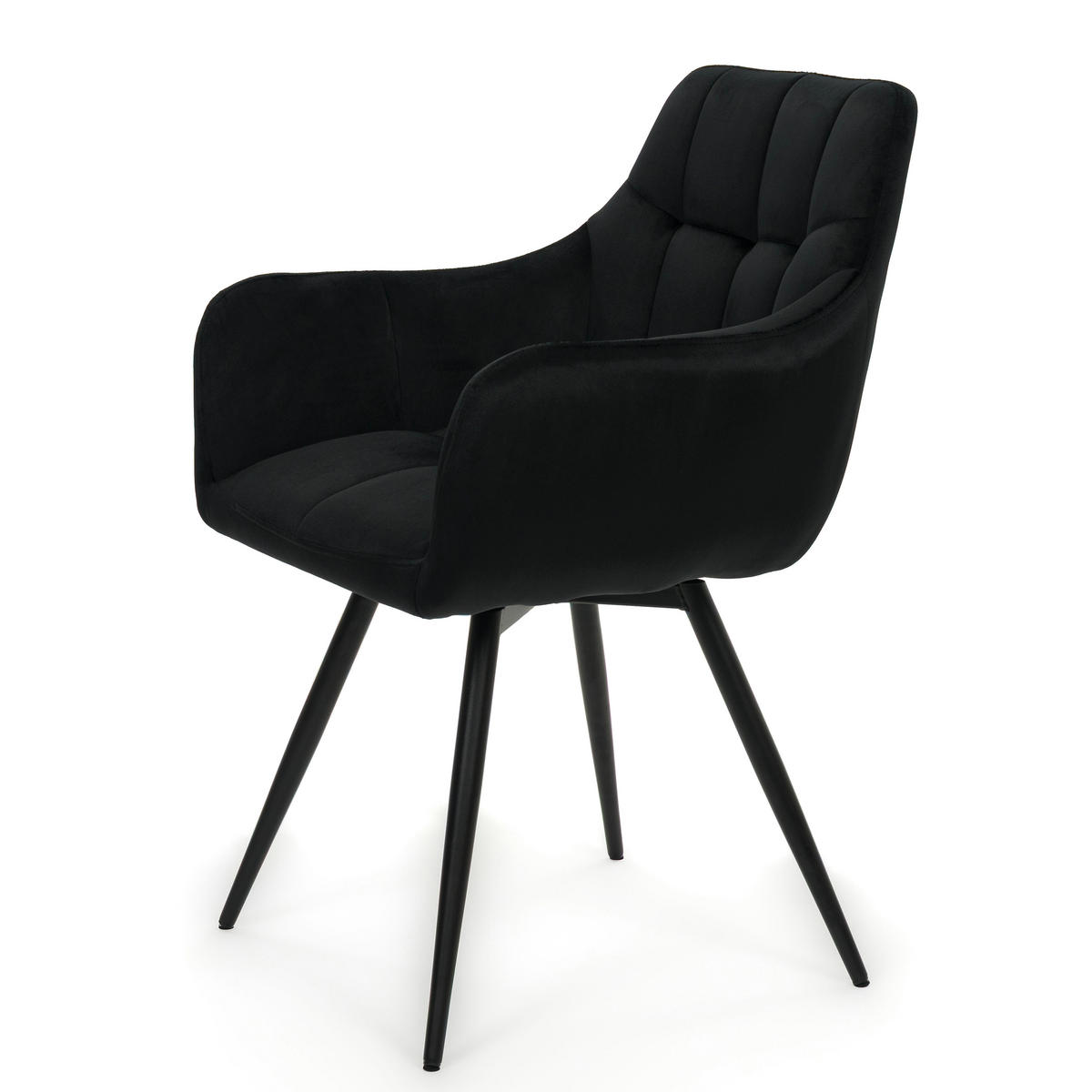 STUHL FANO drehbar gepolsterter mit Steppung - schwarz - Velour - Schwarz, Textil/Metall (58/83/59cm) - NEW HOME