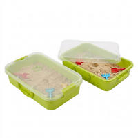 SANDLÅDA Ljusgrön 2-pack med lock - Grön, Plast (25/38/8cm) - Relaxdays
