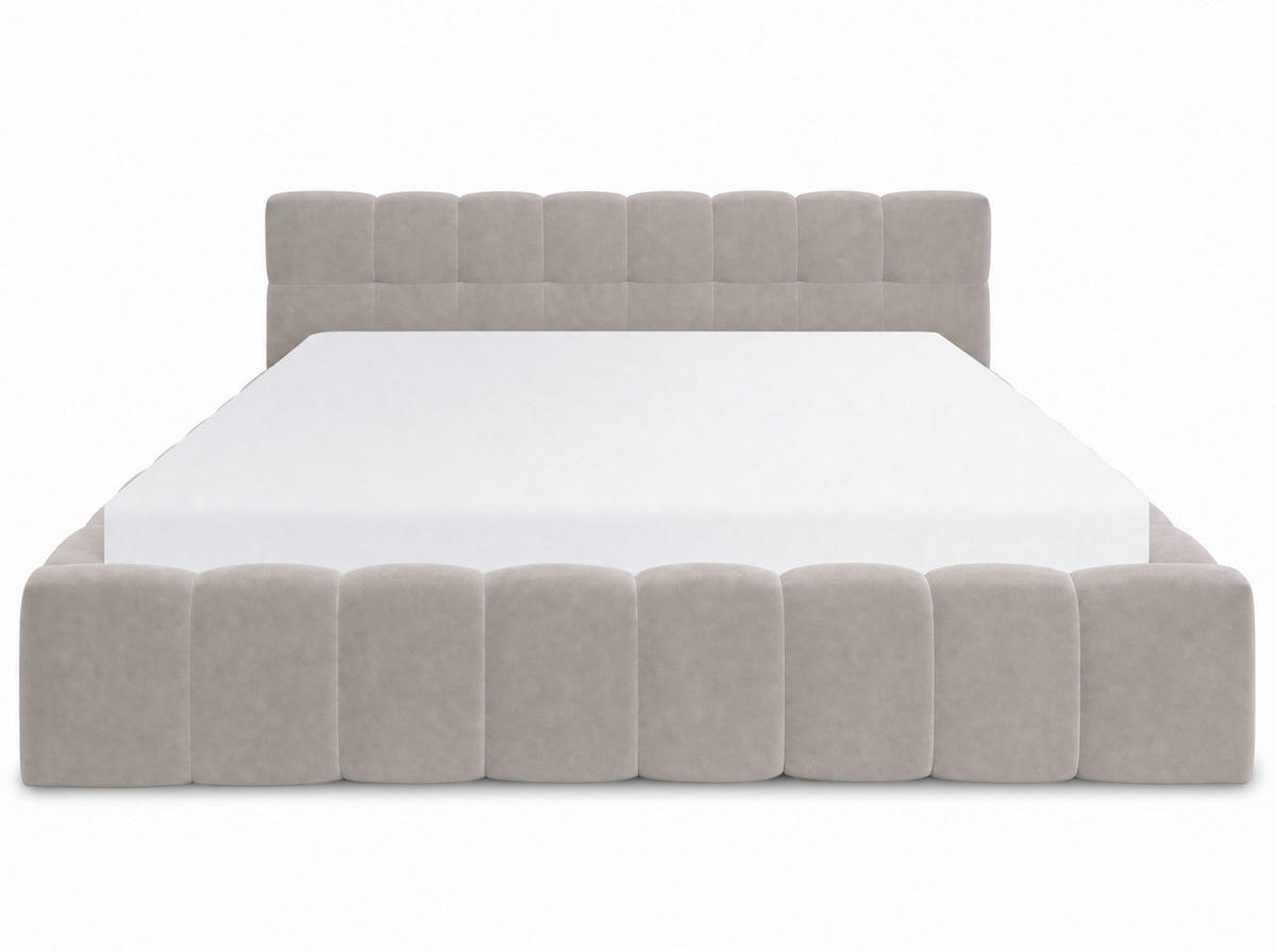 POLSTERBETT Celestia Taupe 200/200 cm Samt mit Bettkasten - Taupe, Textil/Metall (200/200cm) - wonello