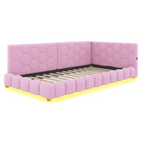 TAGESBETT mit LED und USB 90x200 cm Vliesimitat Pink - Rosa, Holz (90/200cm) - Meubliv