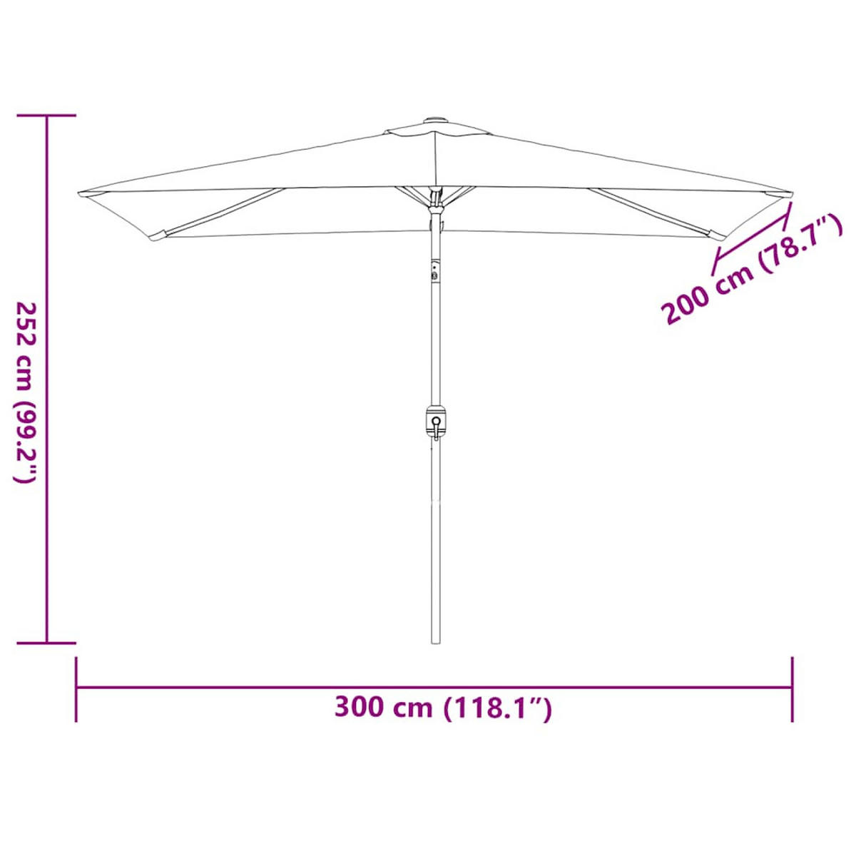 SONNENSCHIRM Mit Metall-Mast 300/200 Cm Taupe - Taupe, Textil (600/600cm) - vidaXL