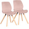 STUHL 2er Set Samt Pink - Pink/Eukalyptusholzfarben, Holz/Textil (49/87/58cm) - CLP