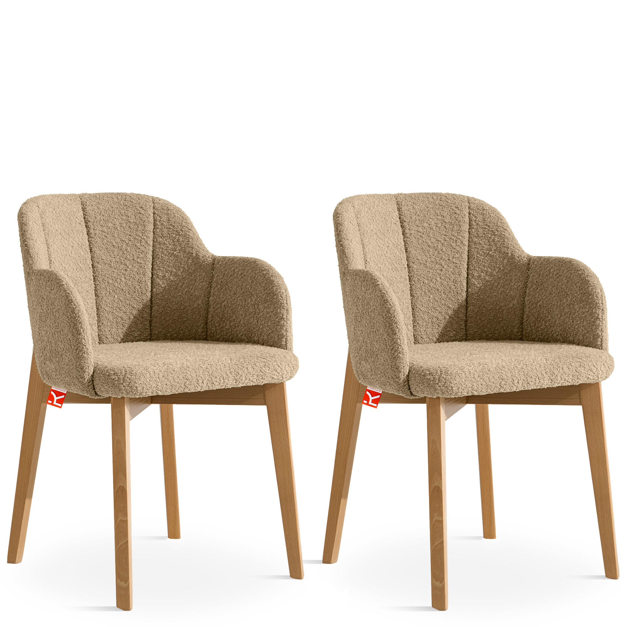 POLSTERSTUHL LONIS Esszimmerstühle 2er Set - Eichefarben/Braun, Holz/Textil (55/82/54cm) - KONSIMO®