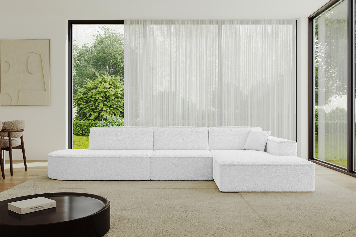 ECKSOFA Ottomane Rechts IREA-L2-v4 - 327x165x77 cm Weiß - Weiß, Holzwerkstoff/Textil (327/165cm) - ALTDECOR