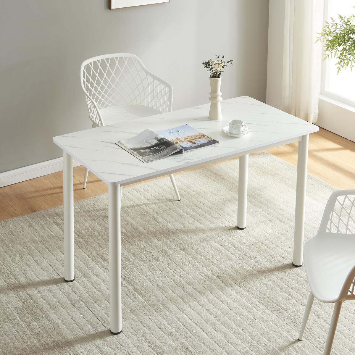ESSTISCH Tammela - Creme/Weiß, Holzwerkstoff/Metall (120/60/75cm) - [en.casa]