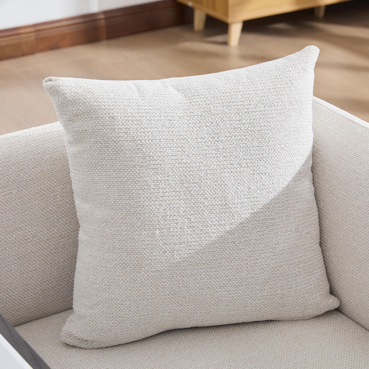 SESSEL mit Beistelltisch und Seitentaschen, Polstersessel Wohnzimmer, Beige - Beige, Textil (64/71/64cm) - PARAFTA HOME